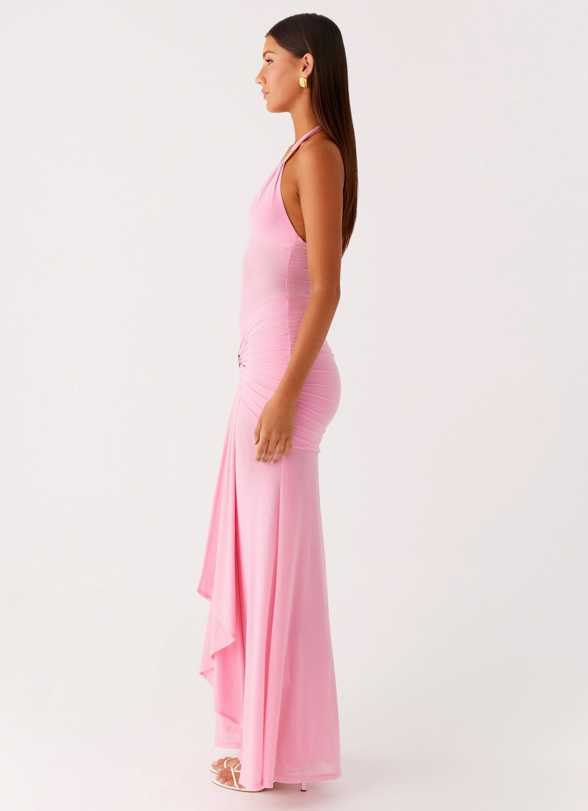 Fit for All Seasons Miyah Halter Hardware Maxi Dress - Baby Pink