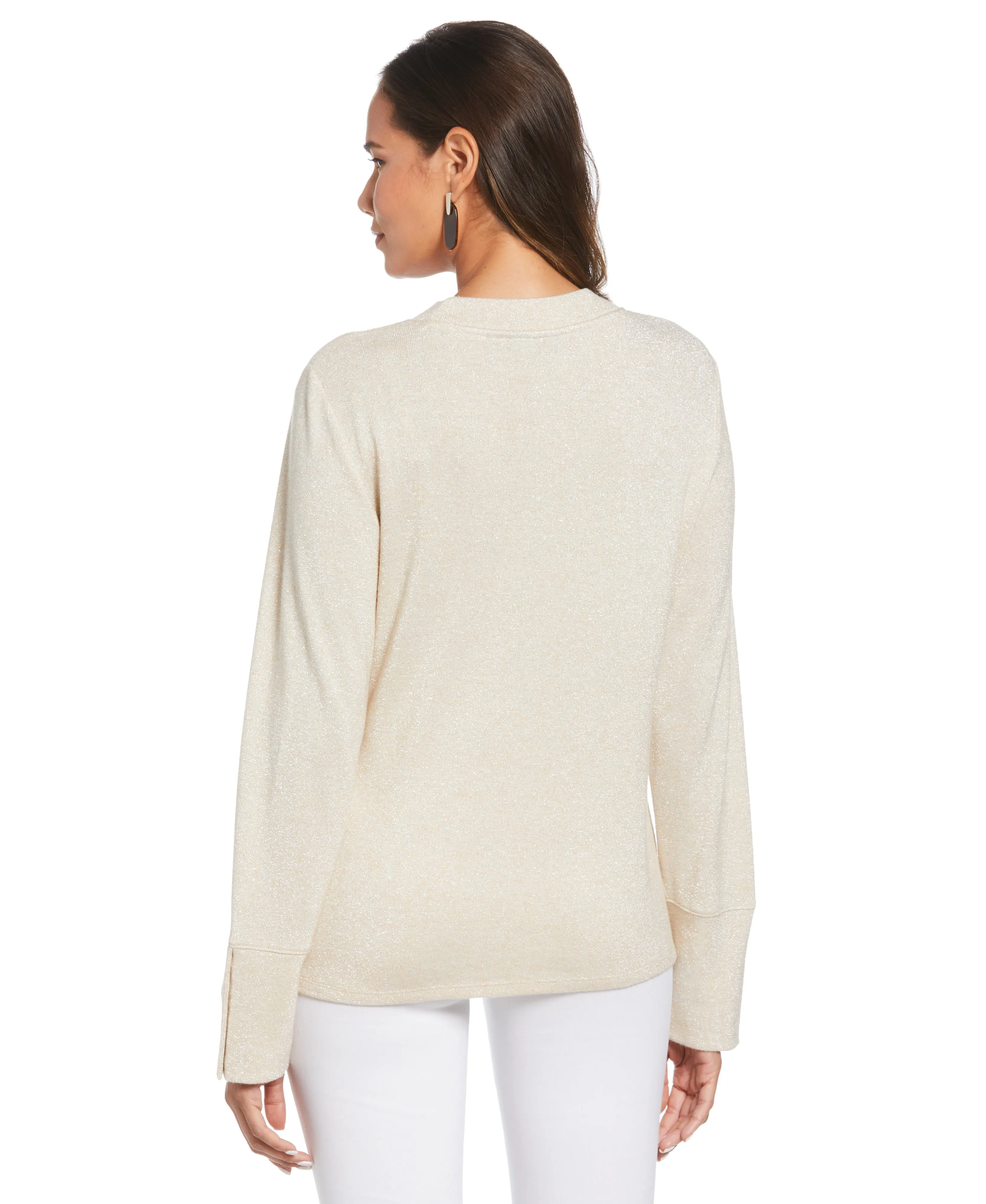 Mock Neck Snap Cuff Top MoistureControl EcoFriendly Dye Process