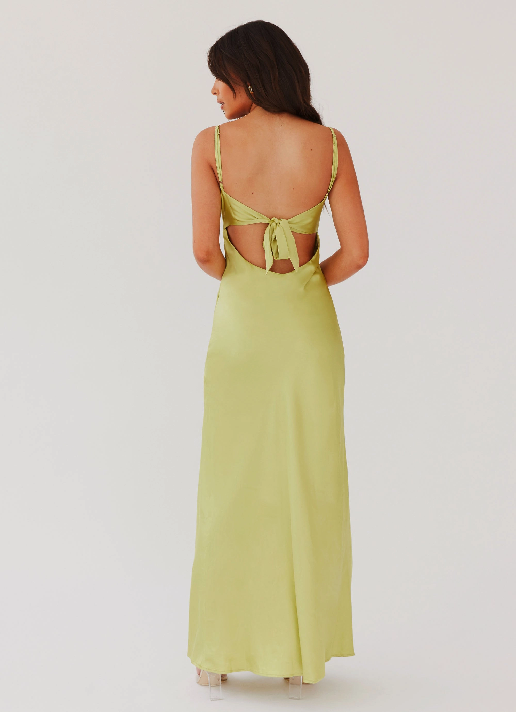 Flora Satin Maxi Dress - Green Expectations All Time