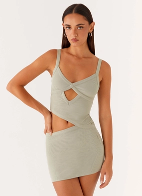 Jocelyn Mini Dress - Sage Edgy vibes Cozy Design