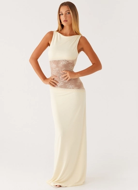 Lucinda Maxi Dress - Yellow Kimono-Sleeve Grace Color