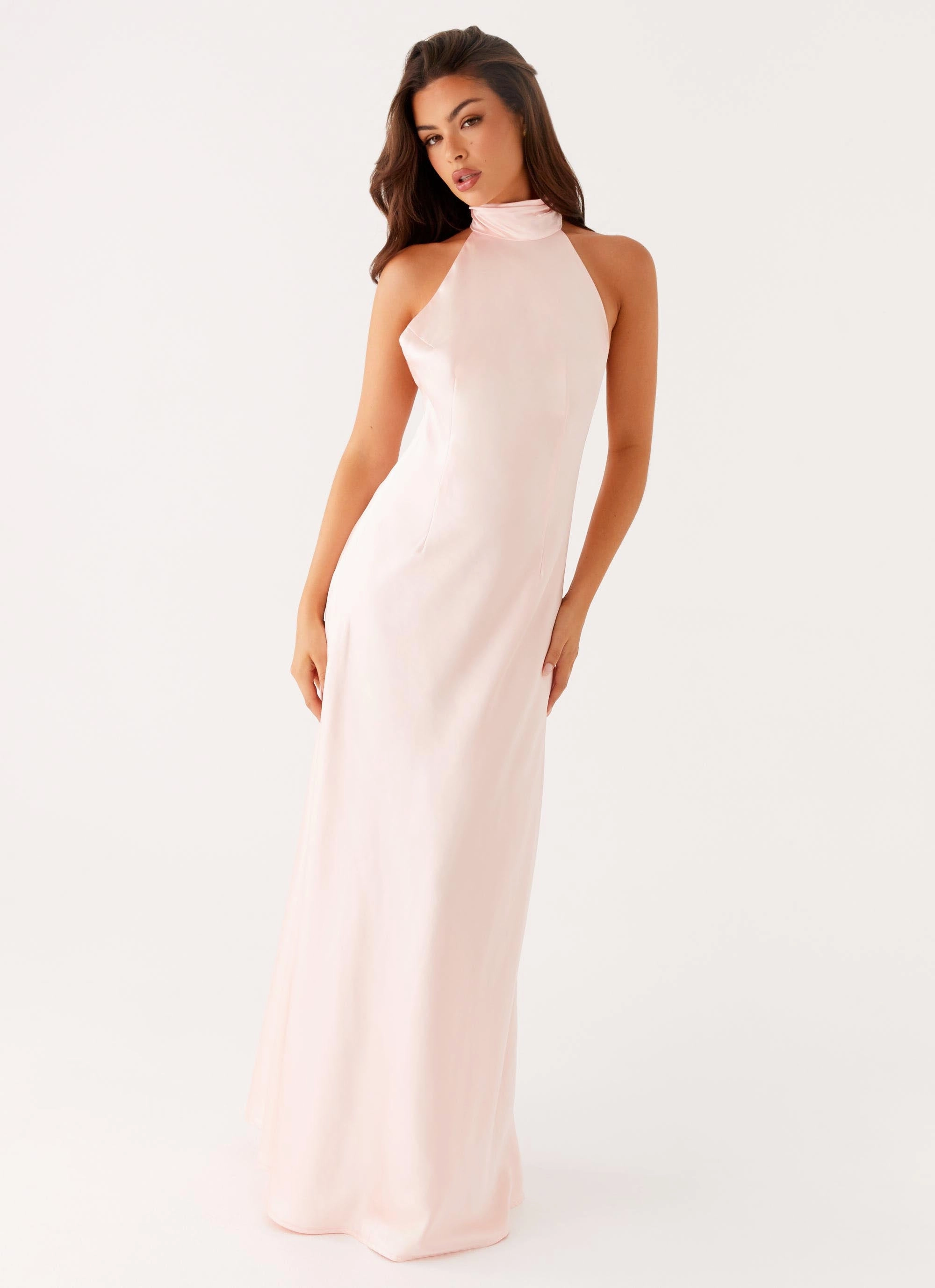 Metallic Finish Siani Backless Maxi Dress - Pink