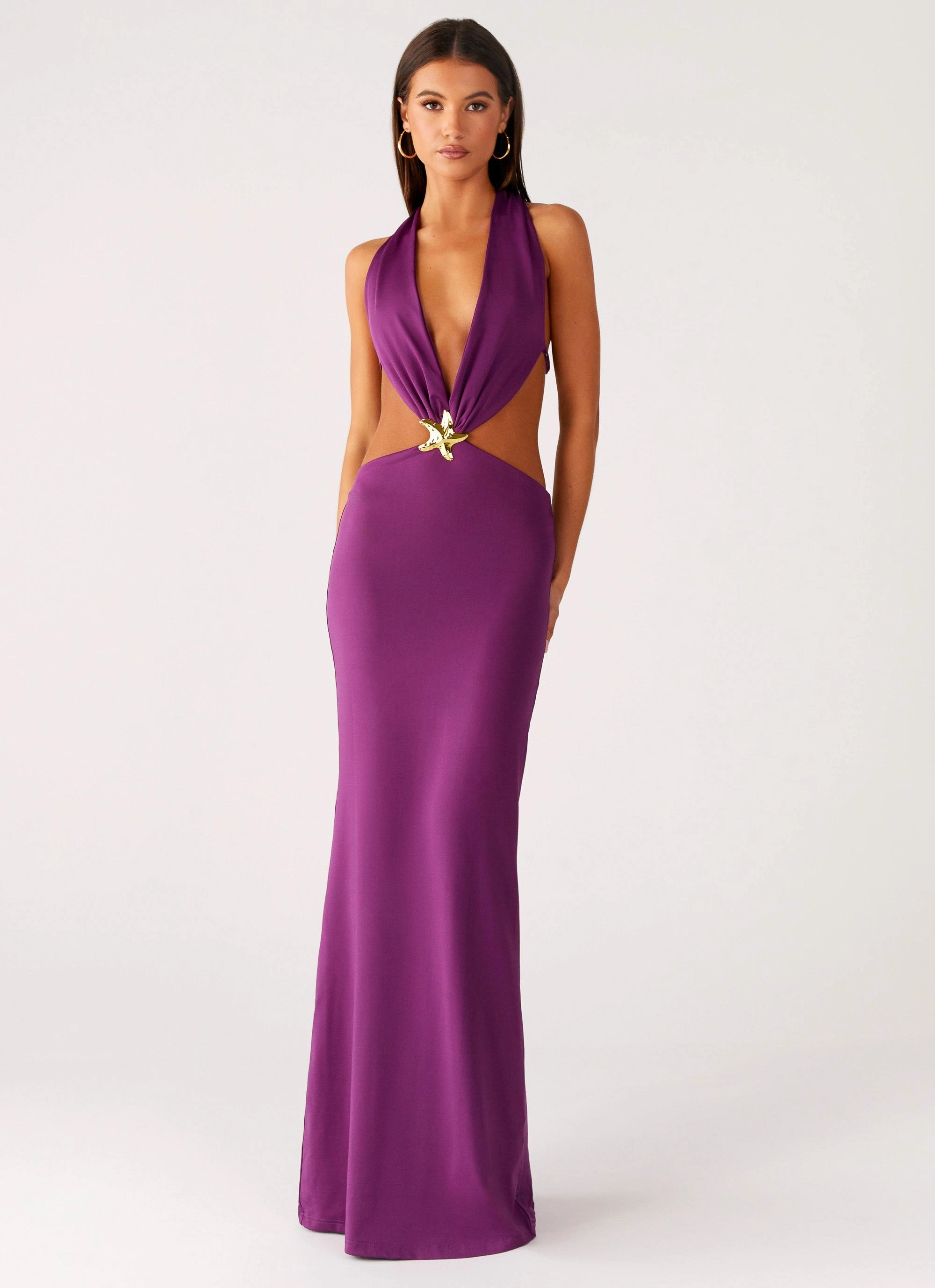 Easy to Wear Metallic-Shine Sea Siren Maxi Dress - Violetta