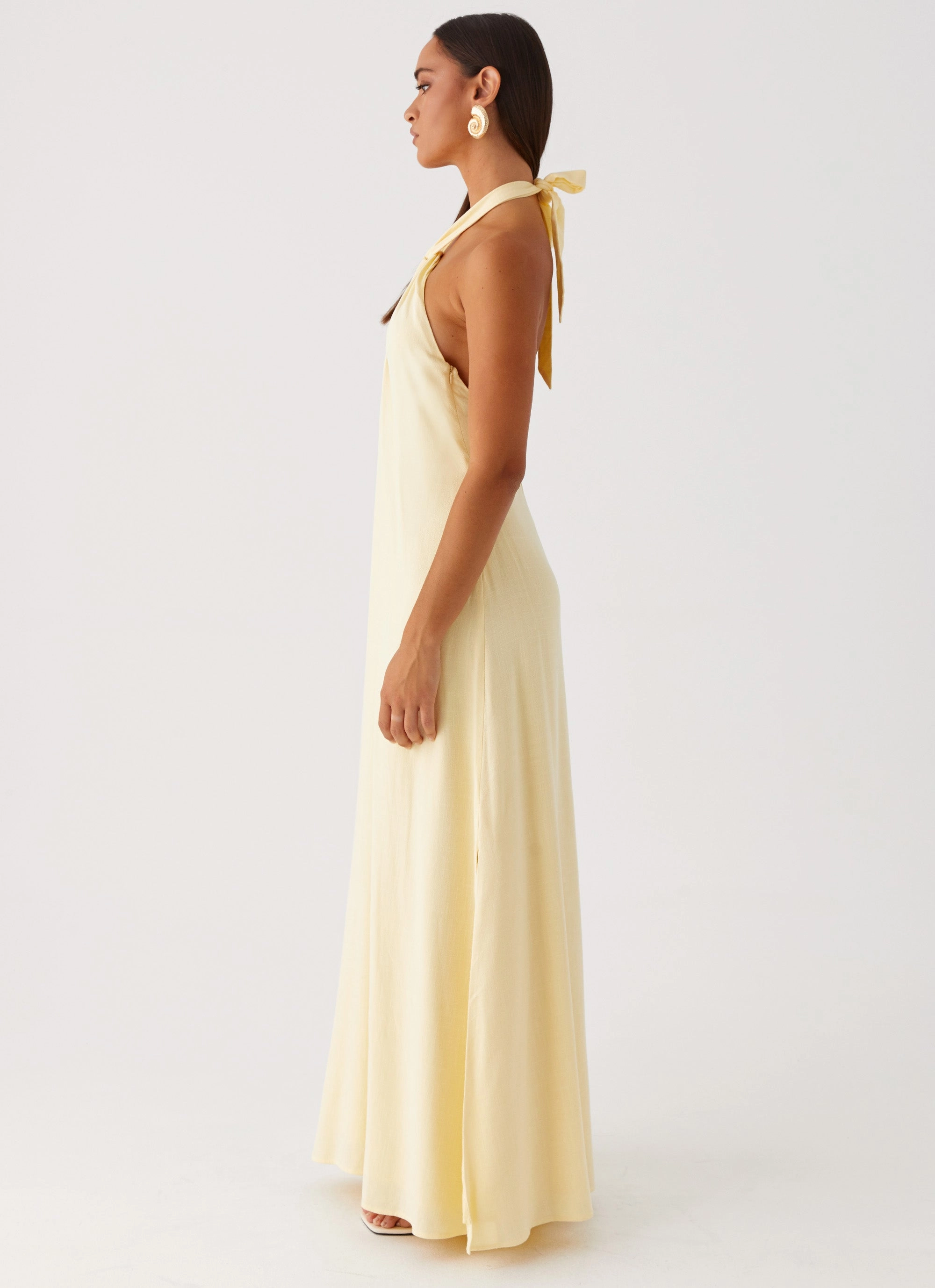 Golden Child Linen Maxi Dress - Yellow Comfortable fit for outings