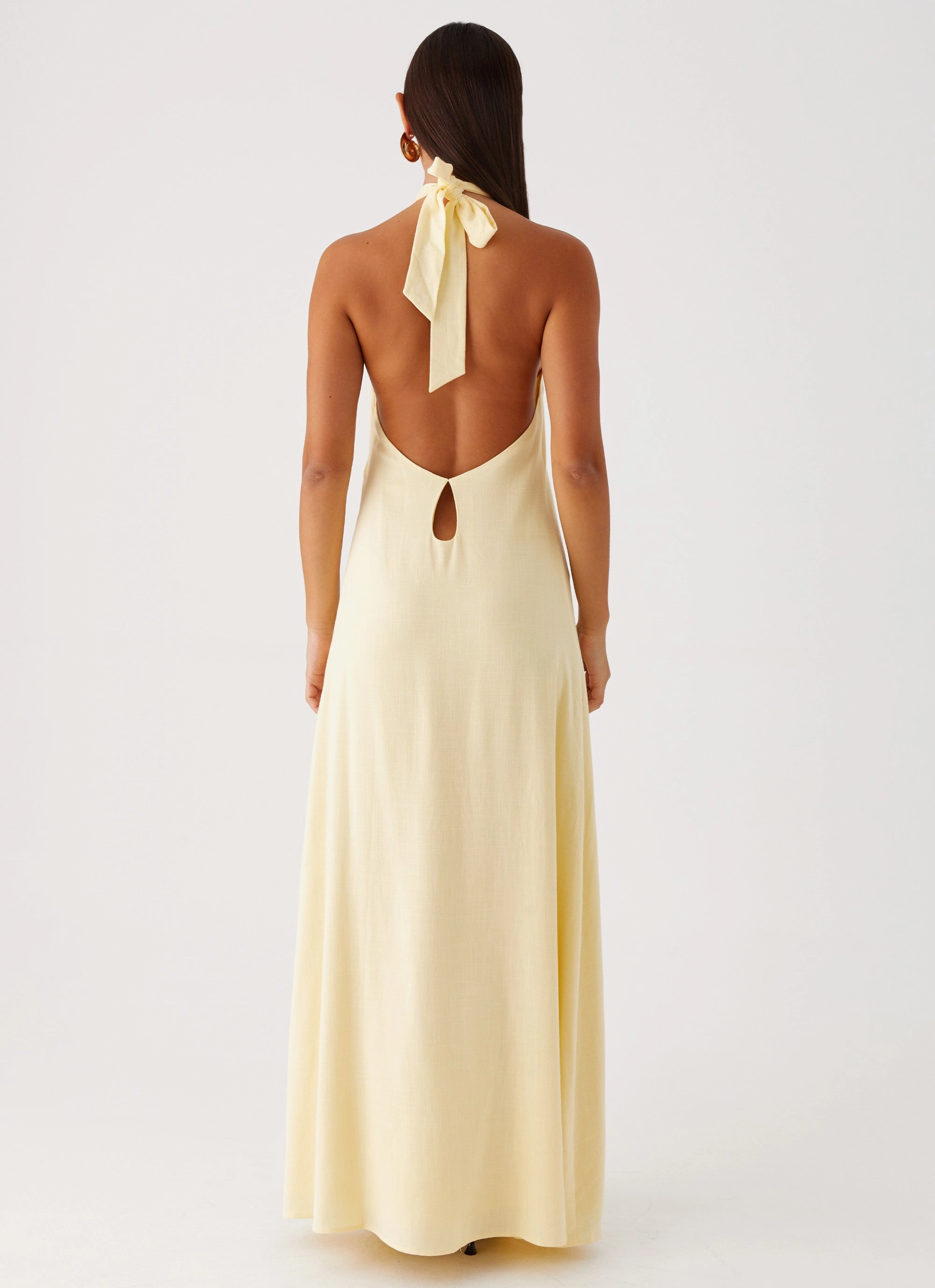 Golden Child Linen Maxi Dress - Yellow Back Detail