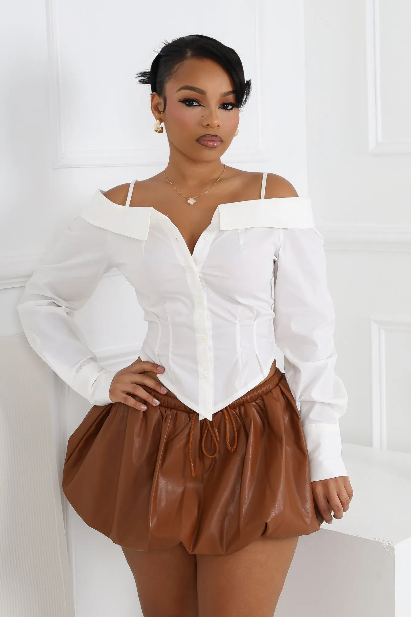 Silicone Grip Interior Casual Sweater Sonia Off Shoulder Blouse Top