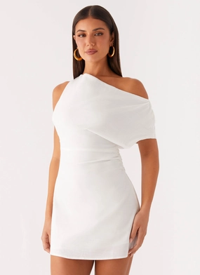 Minimalist feel Moonlight Oasis Asymmetrical Mini Dress - Off White