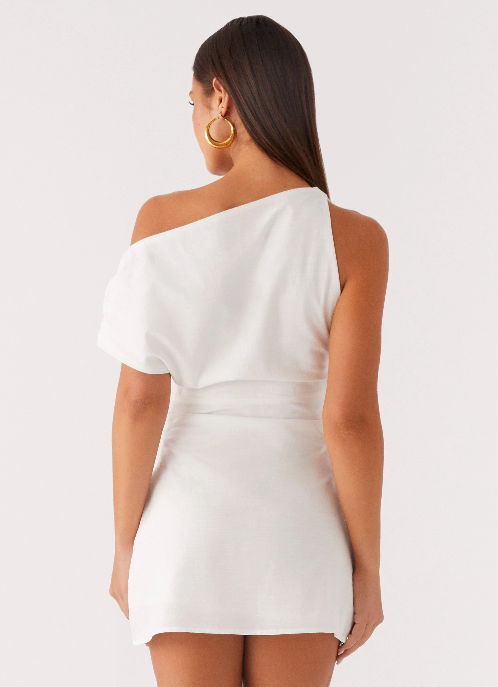 Button Fastenings Moonlight Oasis Asymmetrical Mini Dress - Off White