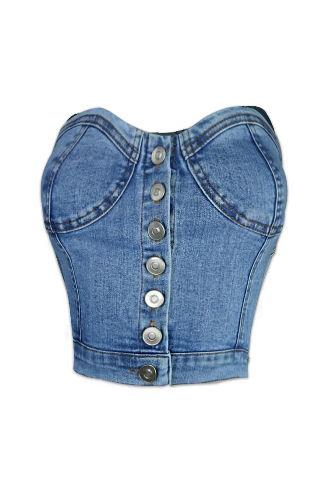 RecycledBlend Bust Down Denim Bustier Tube Top