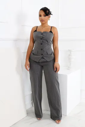 Camilia Pin Stripe Woven Tailored Trousers Wrinkle Resistant Finish