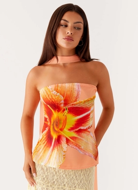 Blaise Scarf Top - Orange Floral FlexibleSole