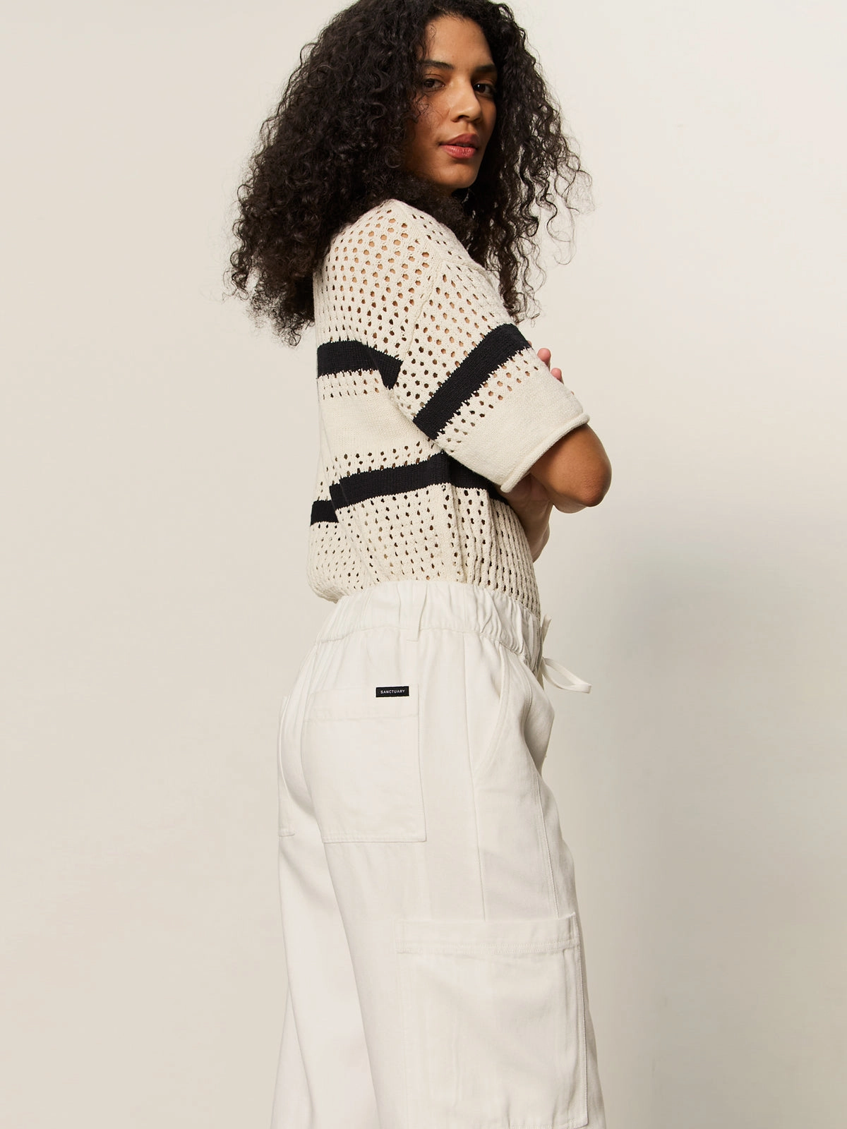 Area Standard Rise Pant Bleached White RibbedHemline Breathable Tank