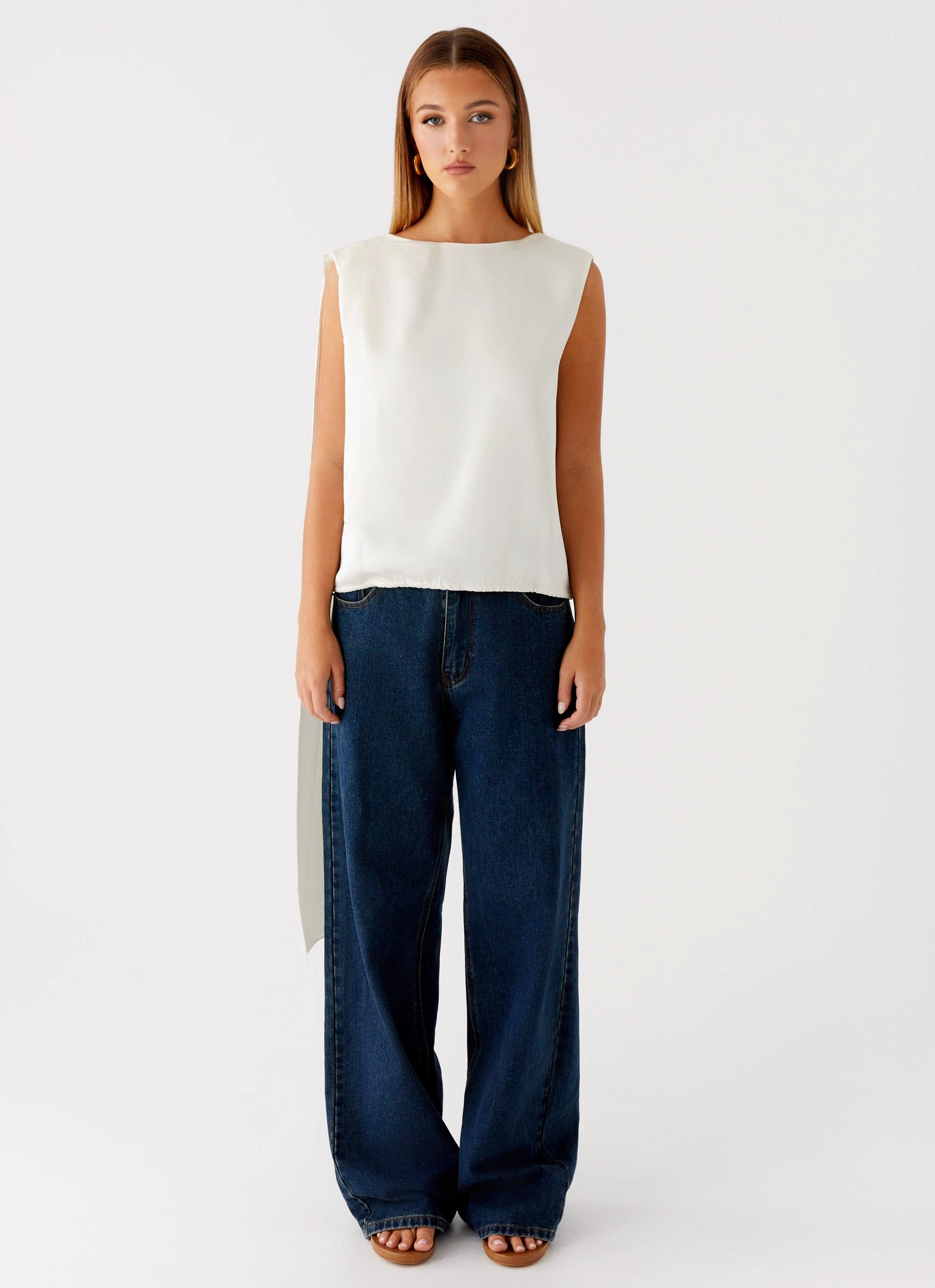 Mojito Cowl Top - Ivory Breathable Material Mesh Lining