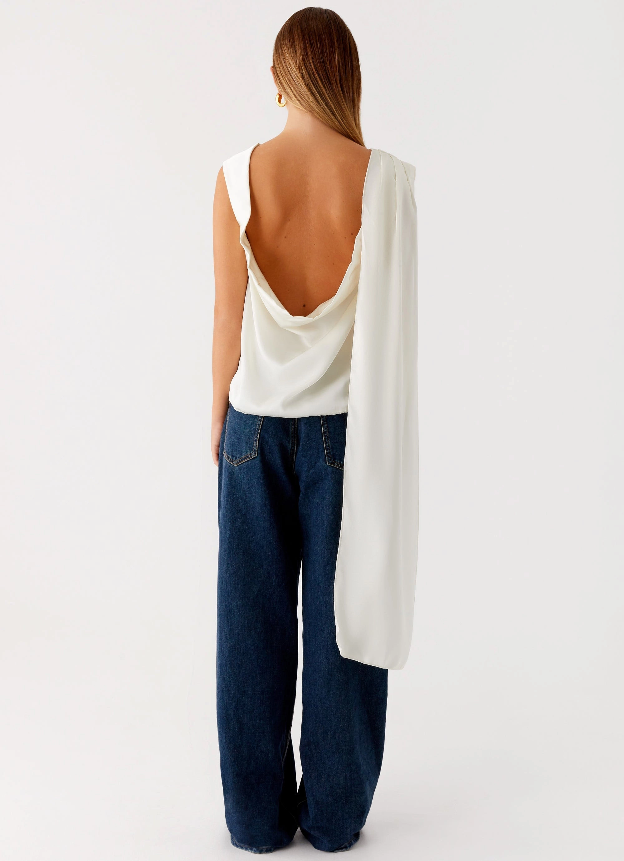 Mojito Cowl Top - Ivory Soft Touch Texture Stretch Fit Top