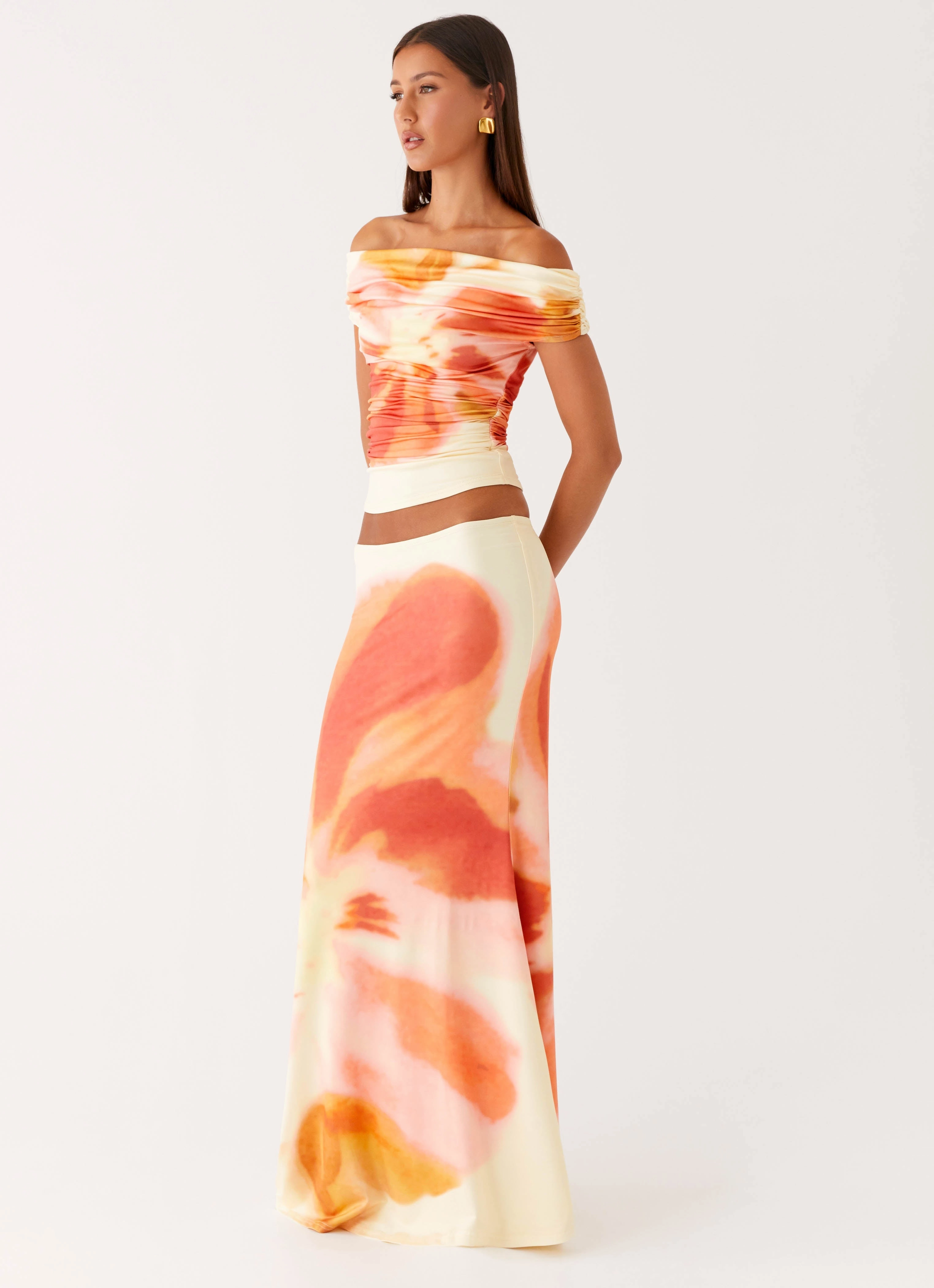 Anti Chafe Lining Minimal Vibe Moka Maxi Skirt - Mimosa Blossom