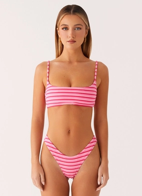 Mauritius Bikini Bottoms - Pink Stripe racerback
