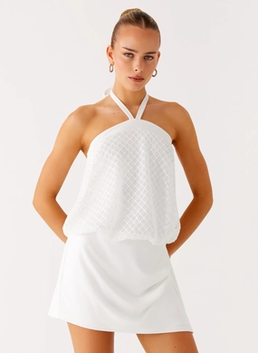 Bust-Enhancing Switch Up Halter Mini Dress - Ivory