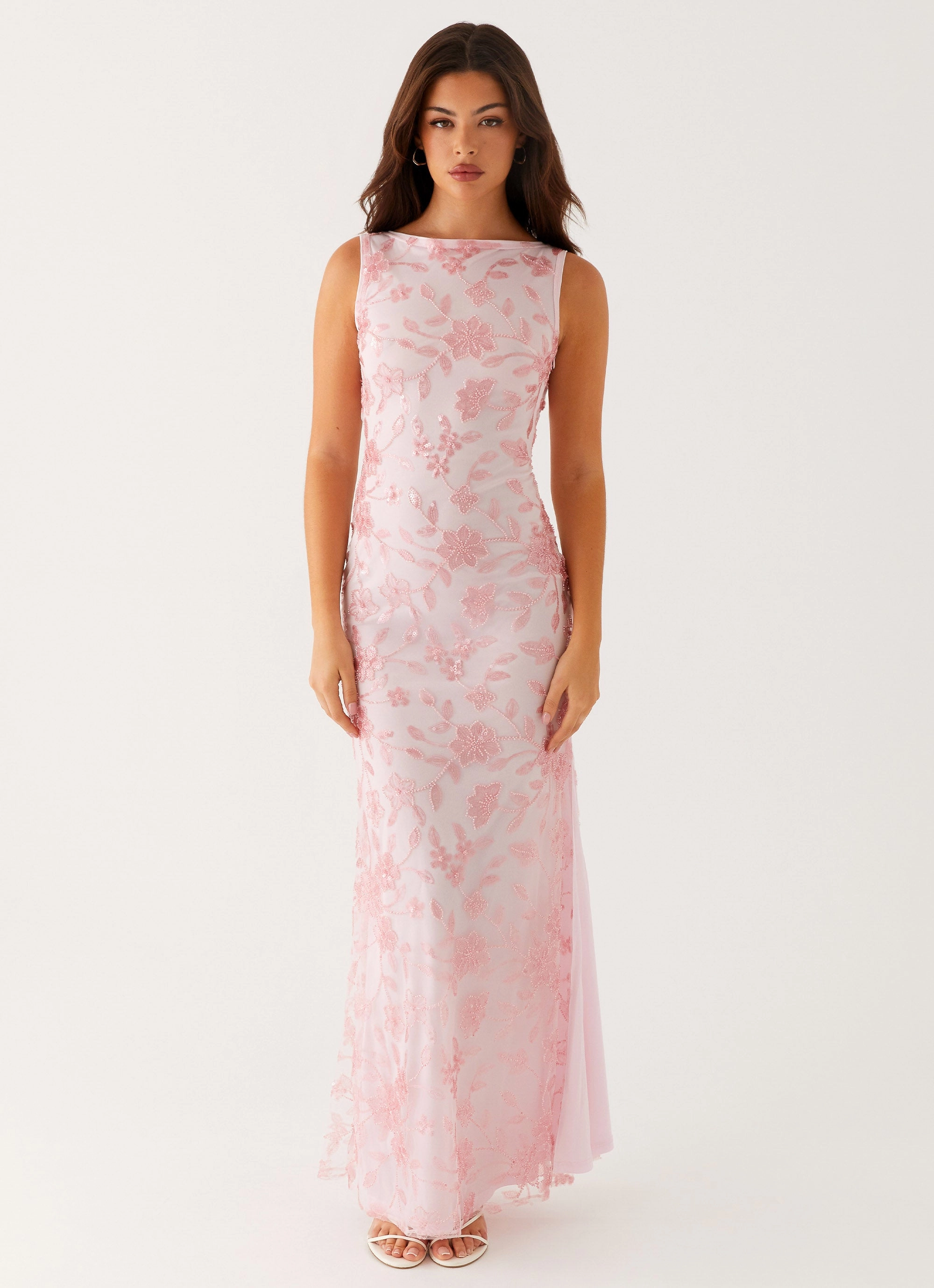 Moorey High Neck Maxi Dress - Pink Functional Style