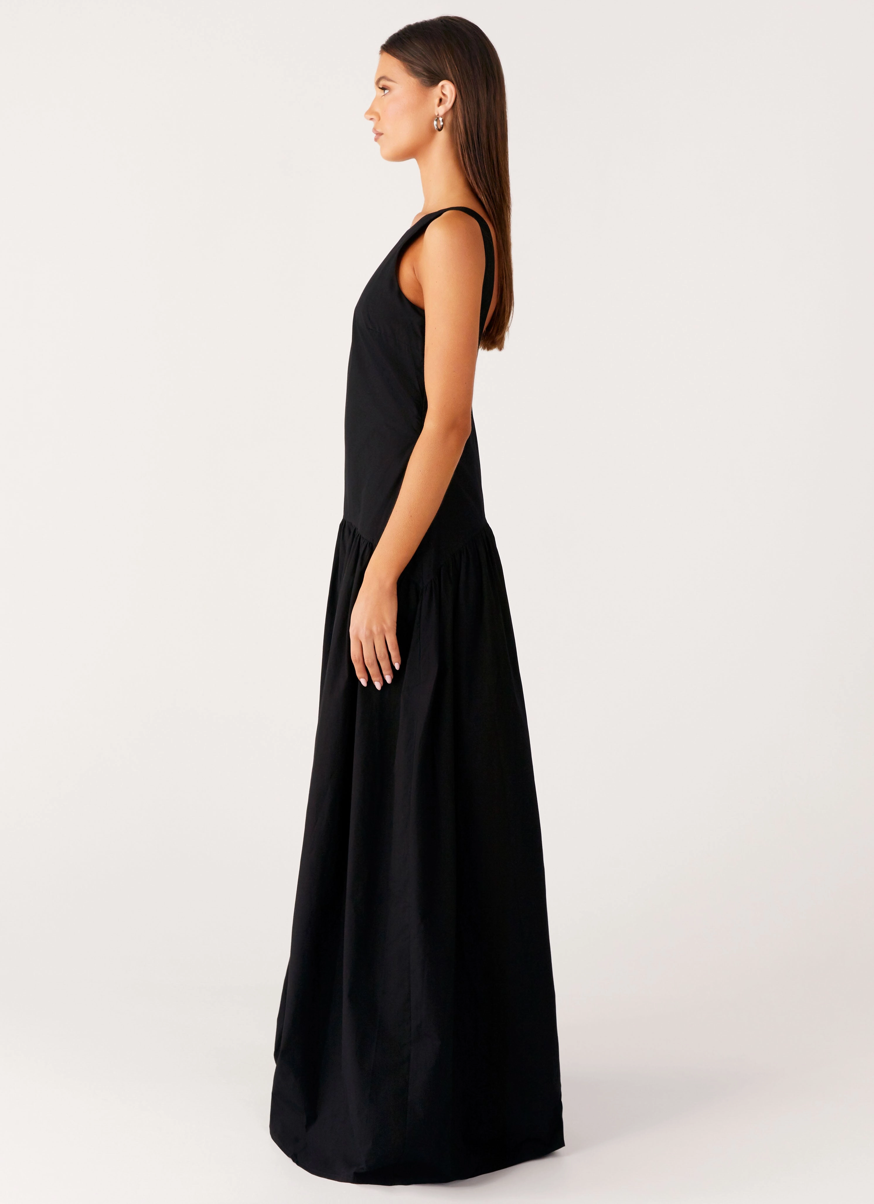 Morena Maxi Dress - Black Artistic Vibe Hidden-Pocket