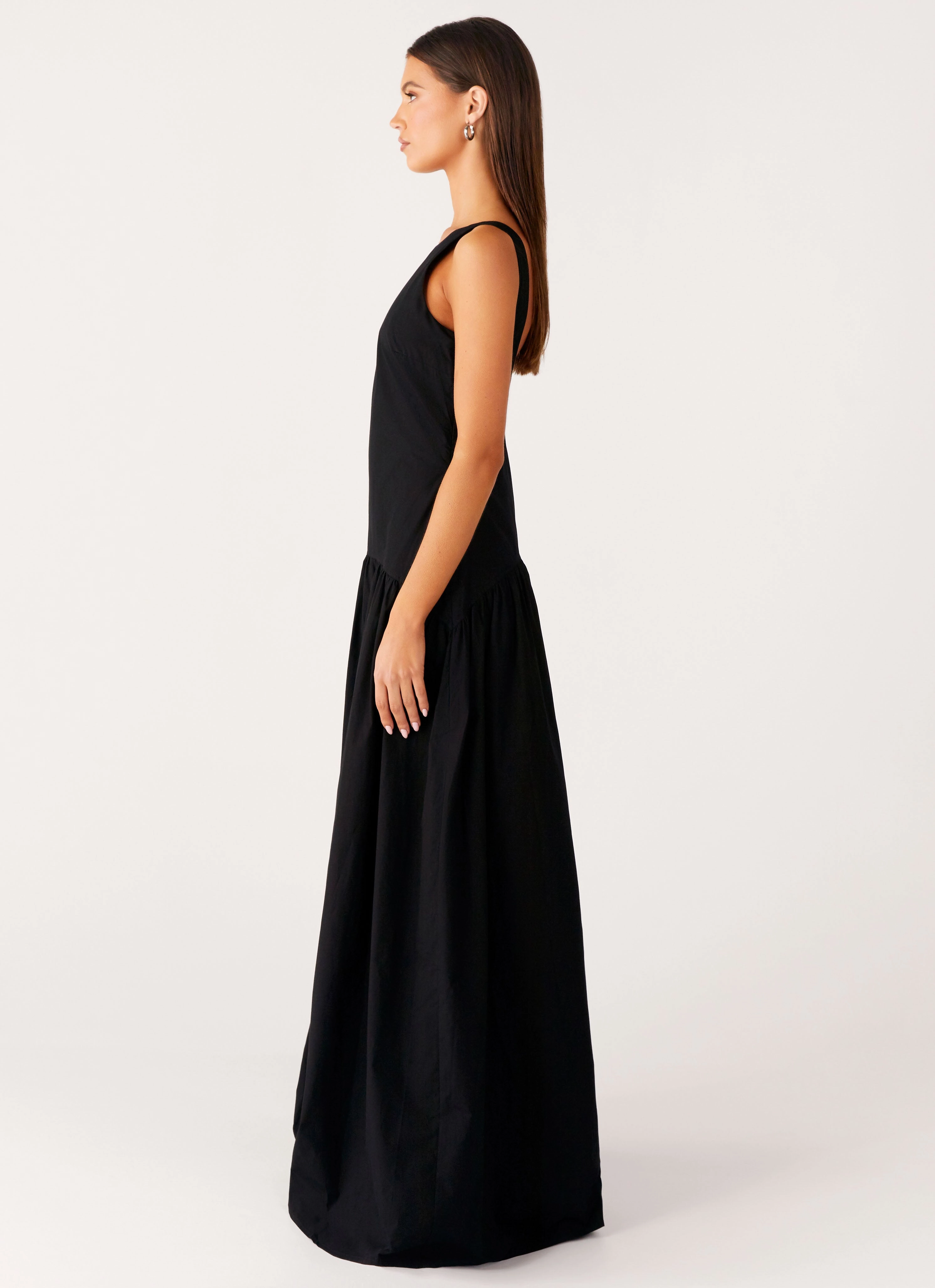 Family Warm Lace-Sleeve Morena Maxi Dress - Black