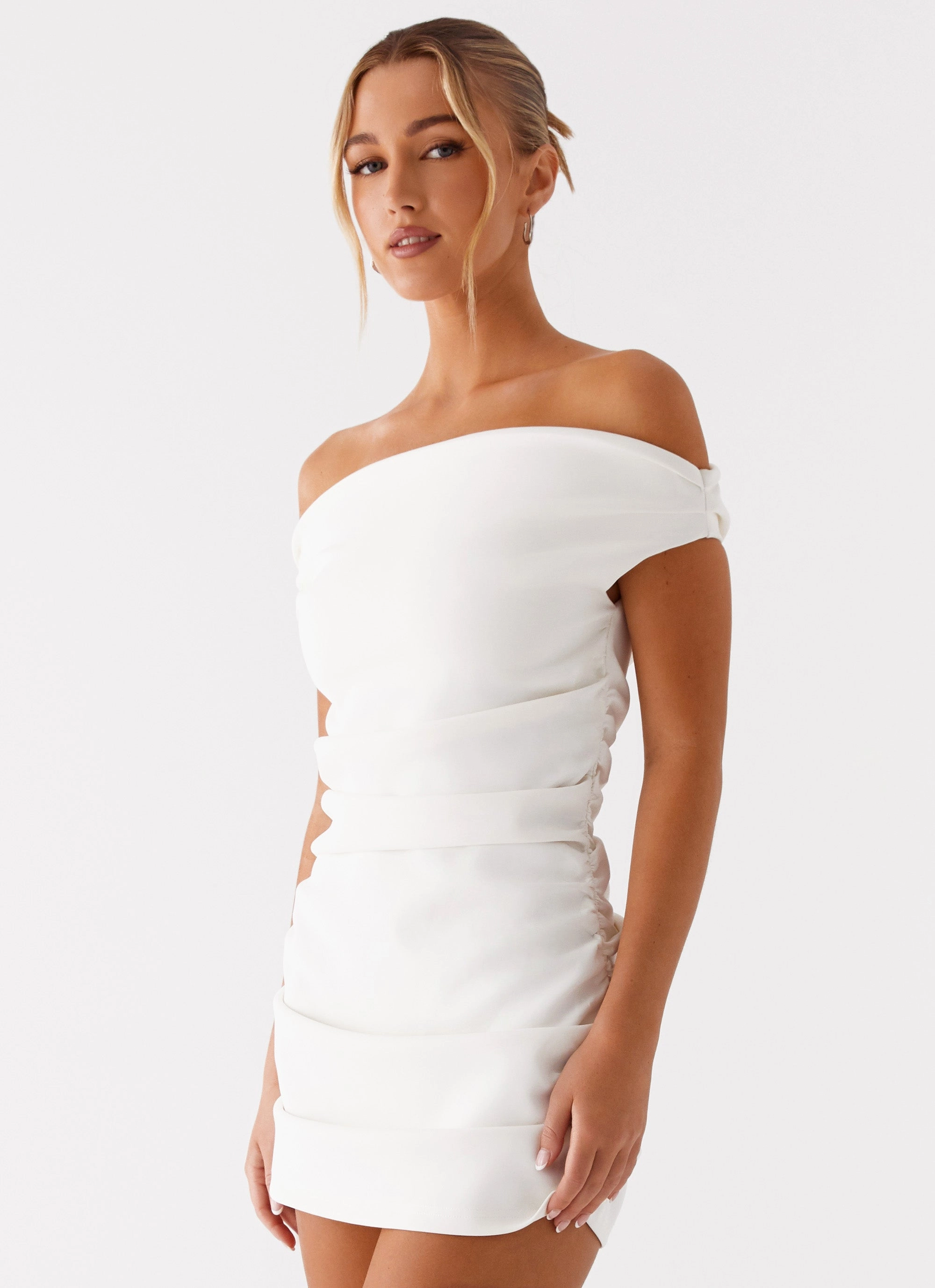 Style Layering Morgan Off Shoulder Mini Dress - Ivory