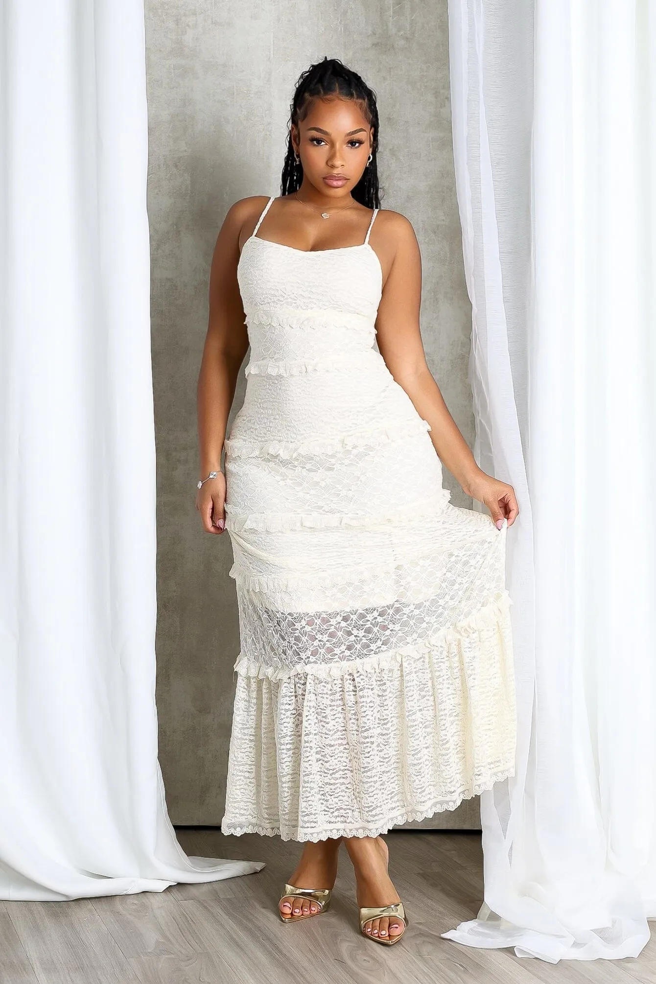 Morning Oath Flowy Lace Maxi Dress Minimal Mood