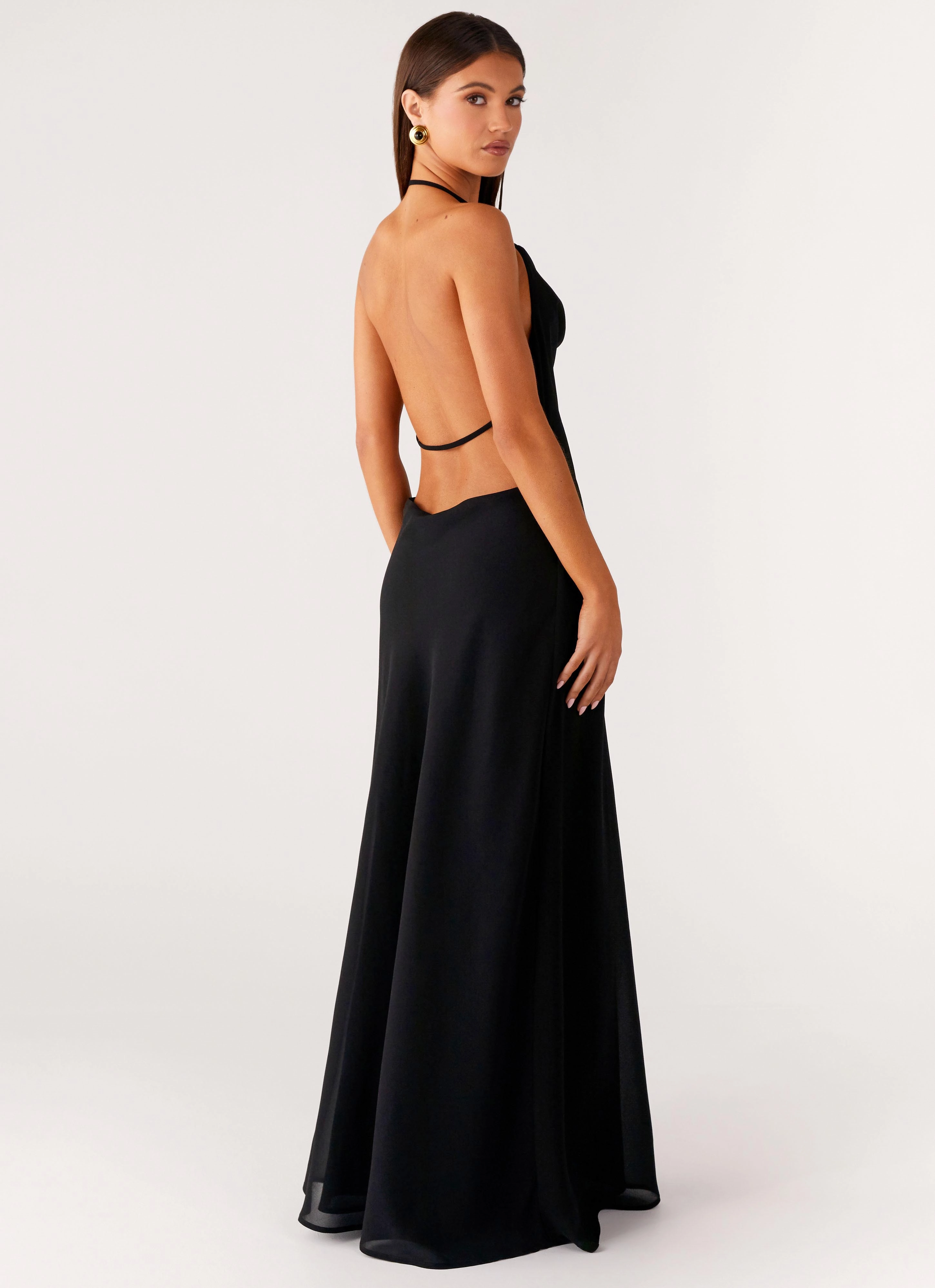 Pure Shape Perfect Style Wear Morning Crush Cowl Maxi Dress - Black