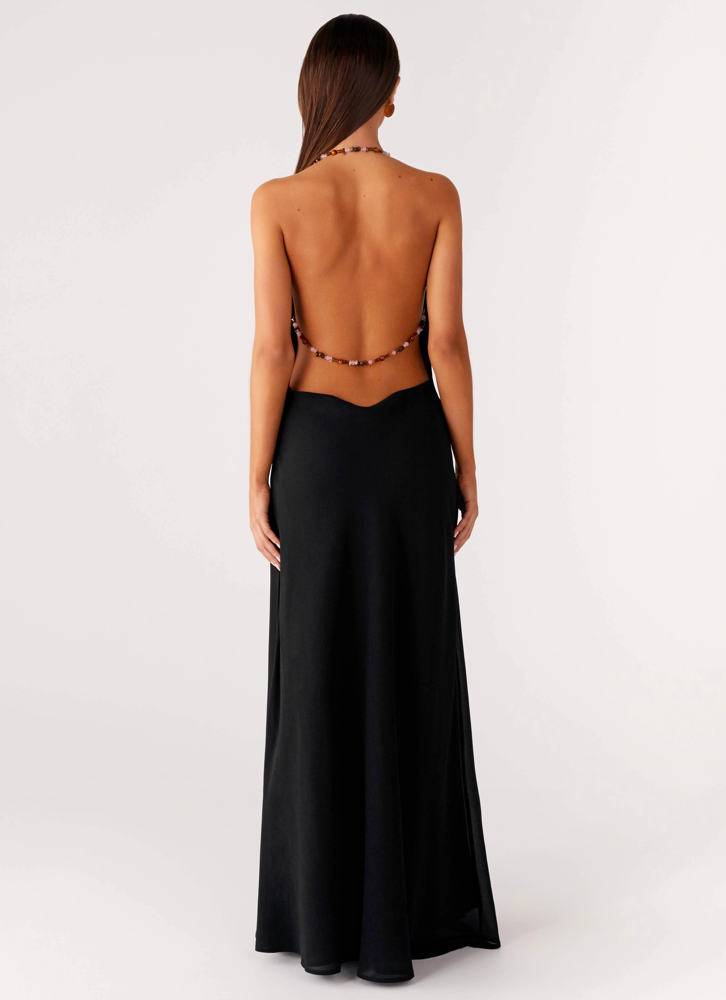 Clean Lines All Season Morning Crush Cowl Maxi Dress - Black