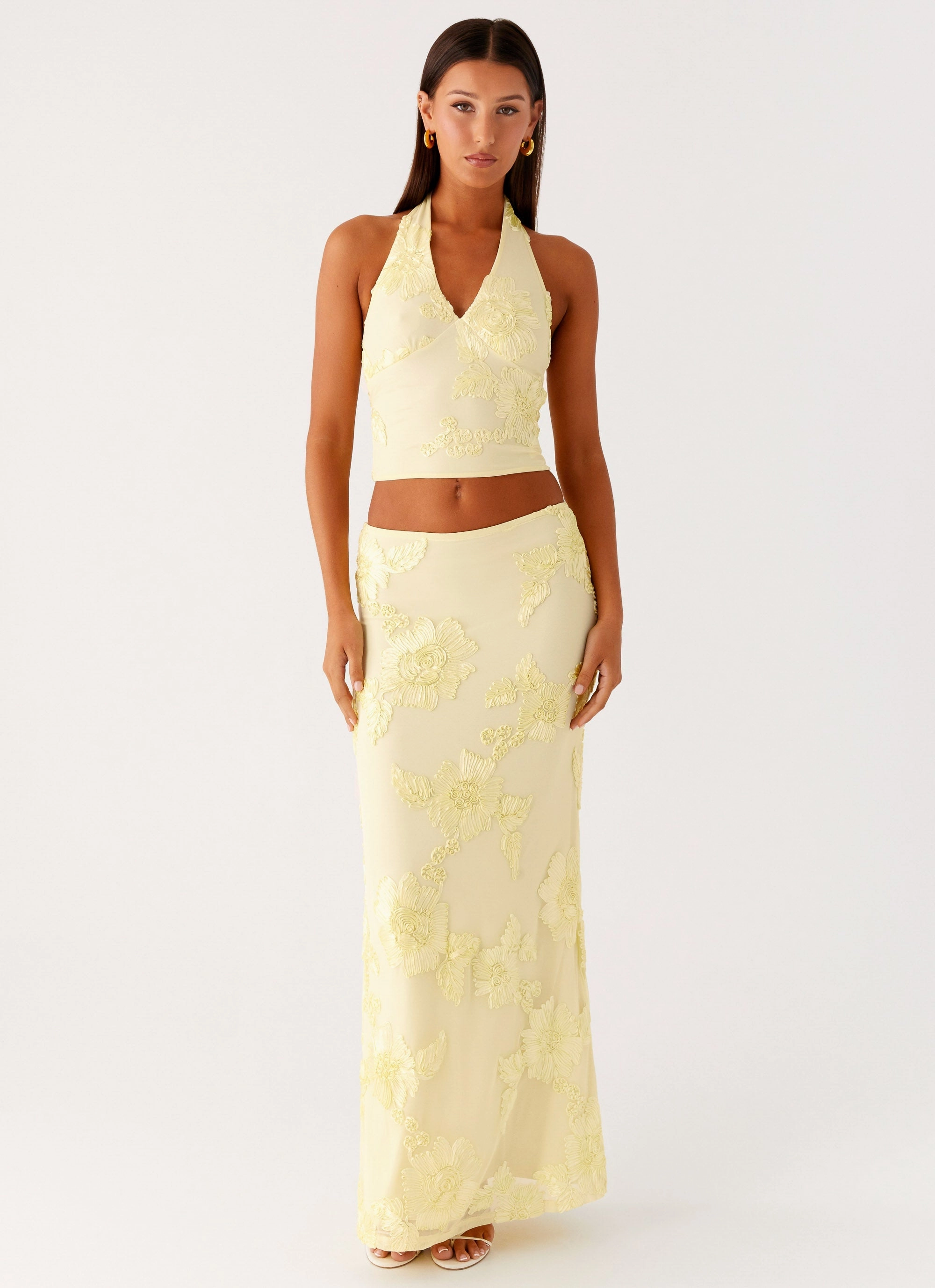 Radiate Maxi Skirt - Yellow Elegant Texture