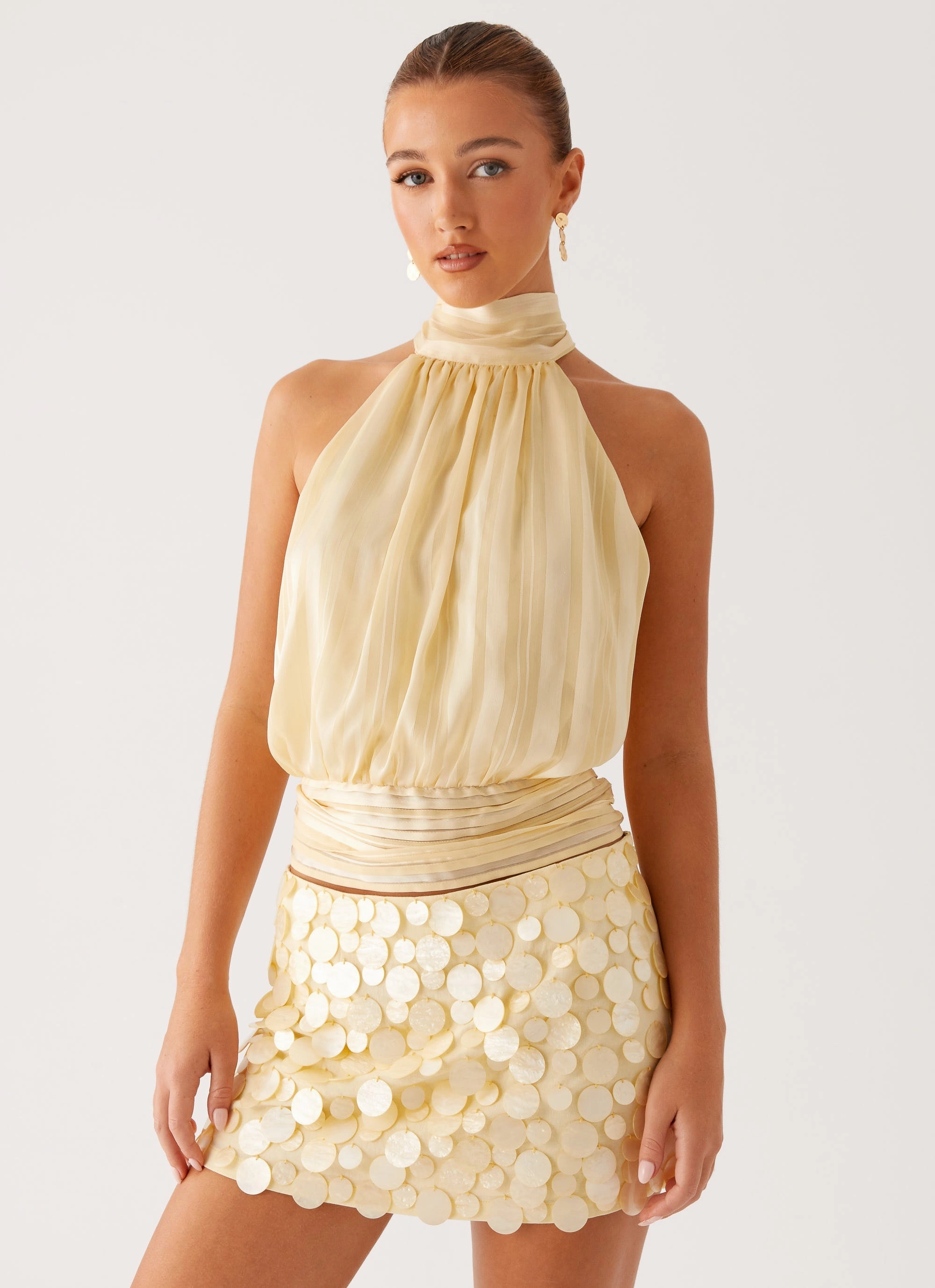 Breathable Material Movie Star Mini Skirt - Yellow