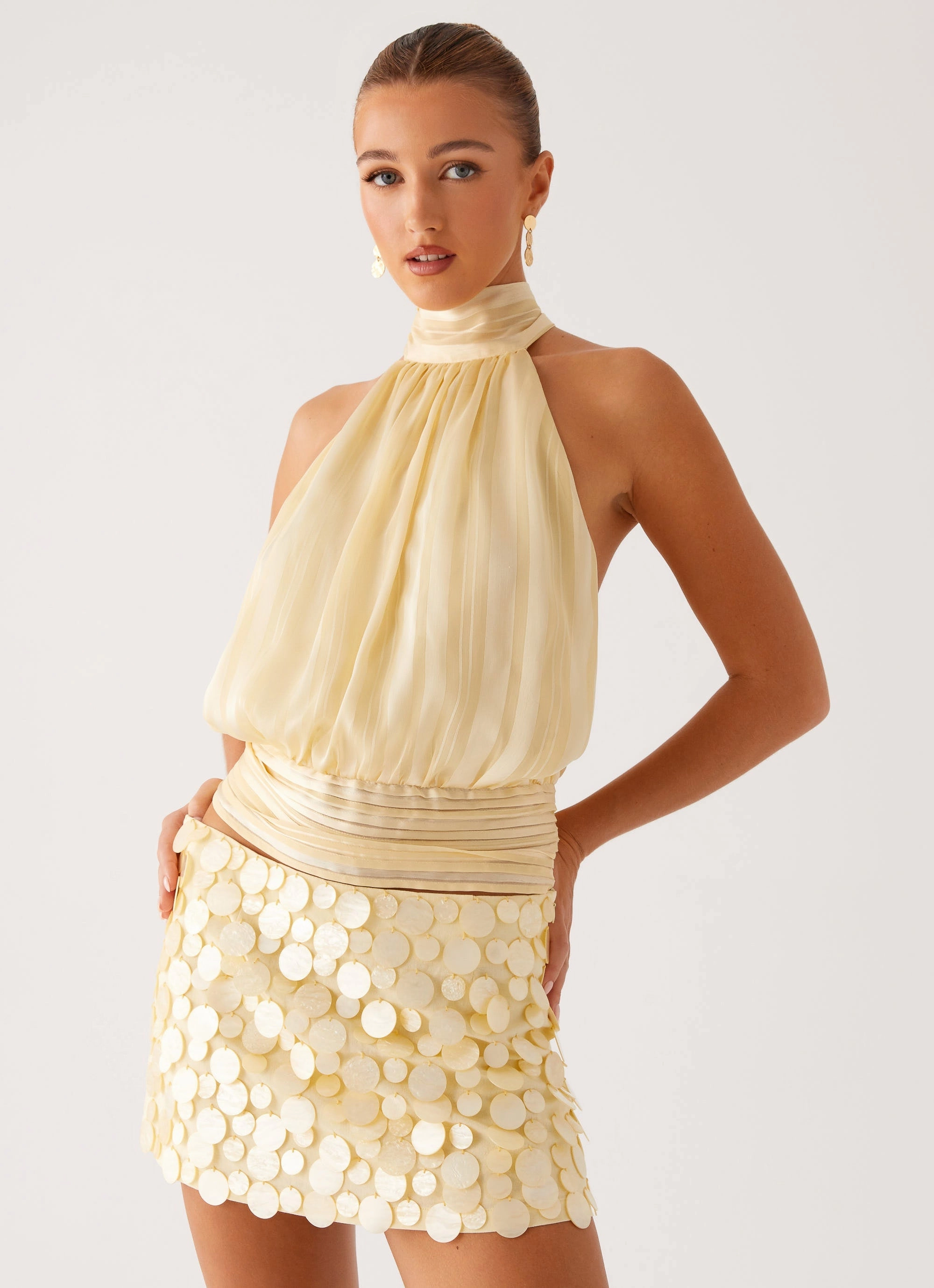 Movie Star Mini Skirt - Yellow Smart Comfort premium fabric