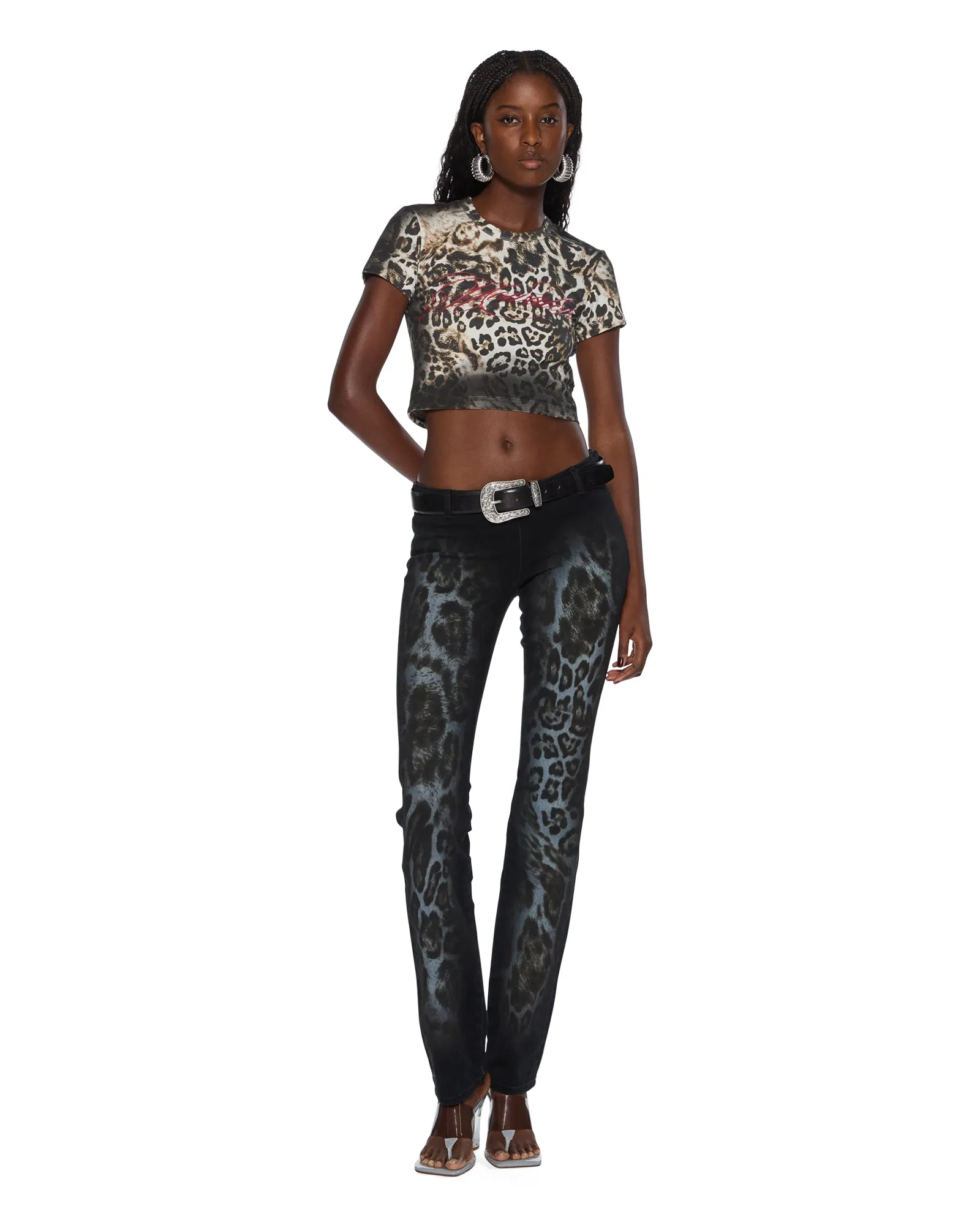 MOWALOLA JEAN BLACK CHEETAH TaglessCollars Fitted Design