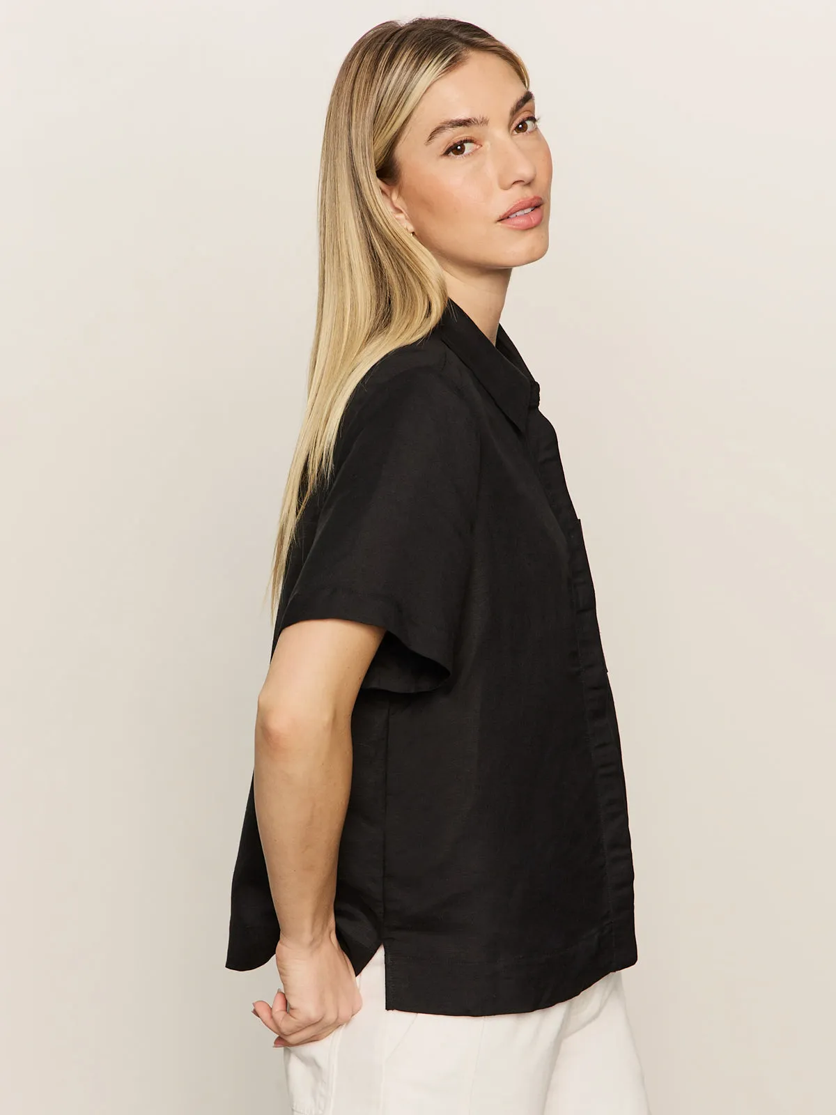 Breathable Ventilation NoTagLabel Relaxed Vacation Shirt Black