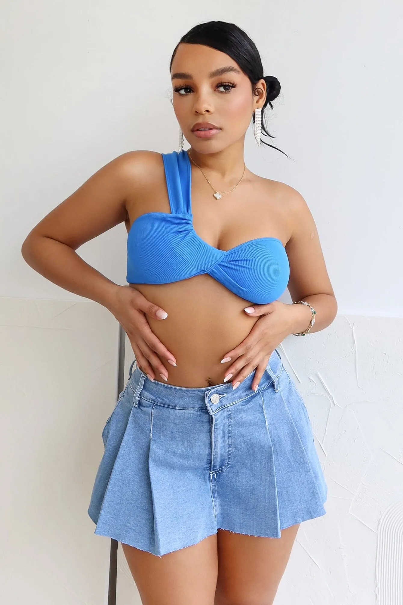 Beach Babe One Shoulder Crop Top Shrinkage Prevention Treatment