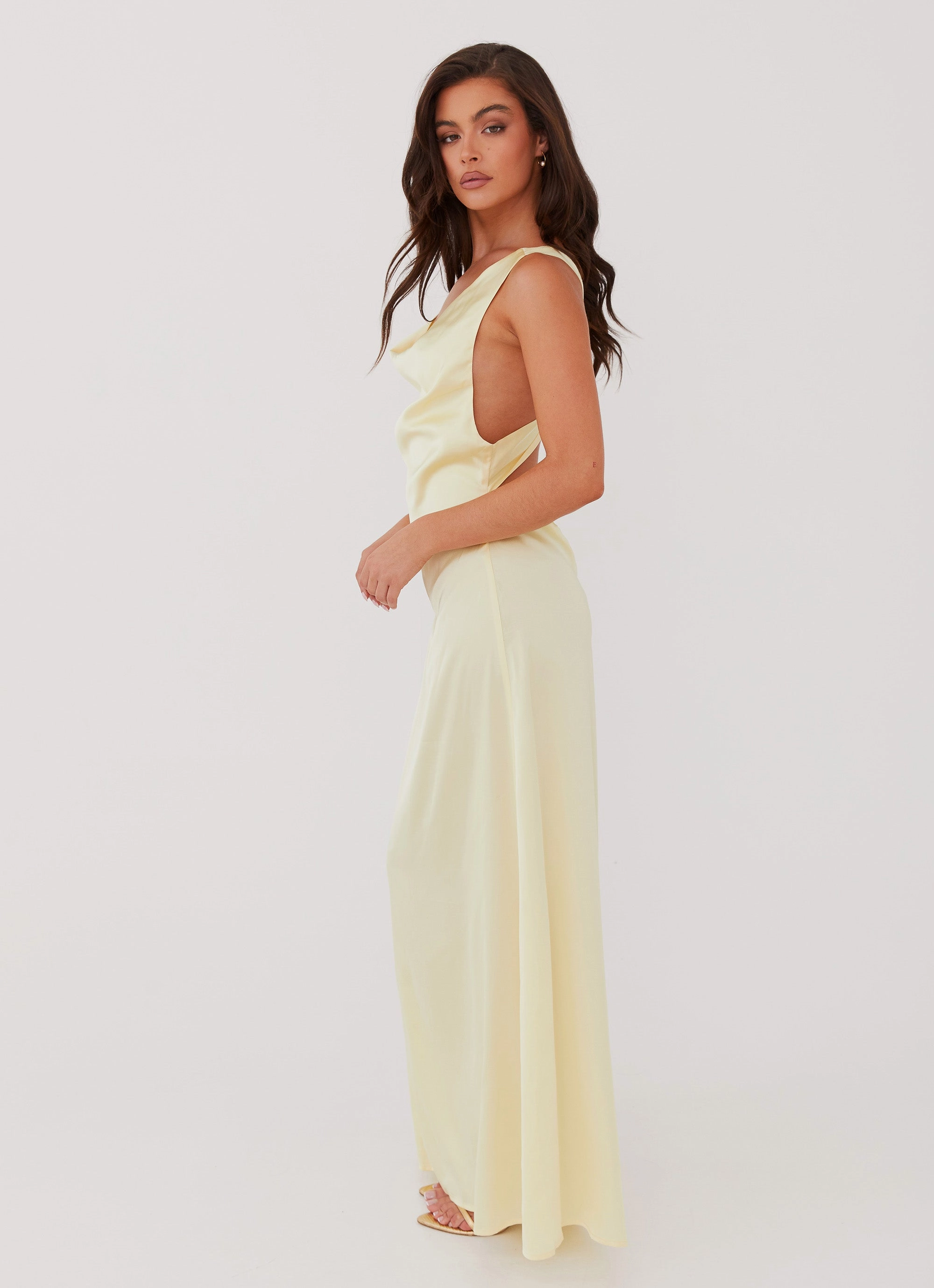 Evening Mood Soft Draping Musa Maxi Dress - Lemon