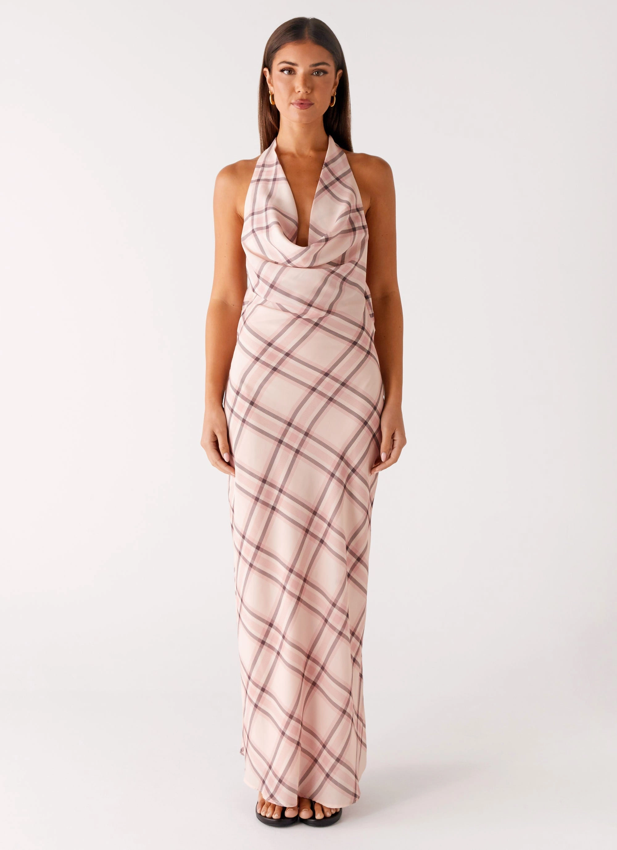 Wedding guest animal-print Muse Maxi Dress - Pink Check
