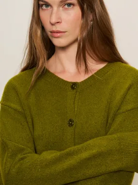 Must-Have Cardi Martini Olive Structured Shoulder Durable Chainstitch