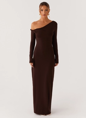 Jordana Twist Maxi Dress - Brown Warm Palette