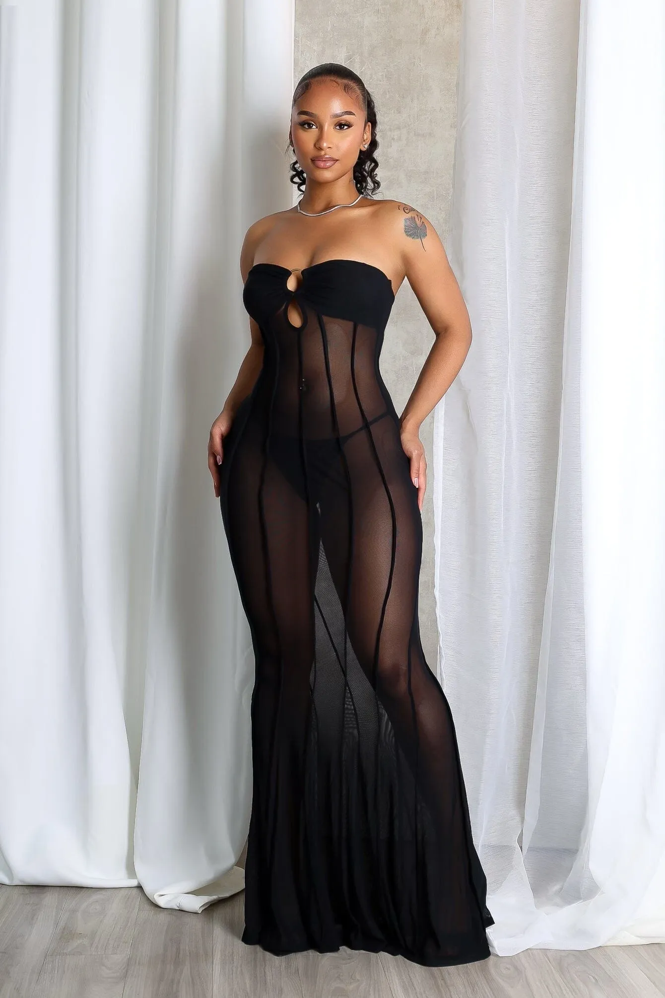 Effortless Comfort Trendy wrap gown Naiara Seam Flare Mermaid Tube Dress