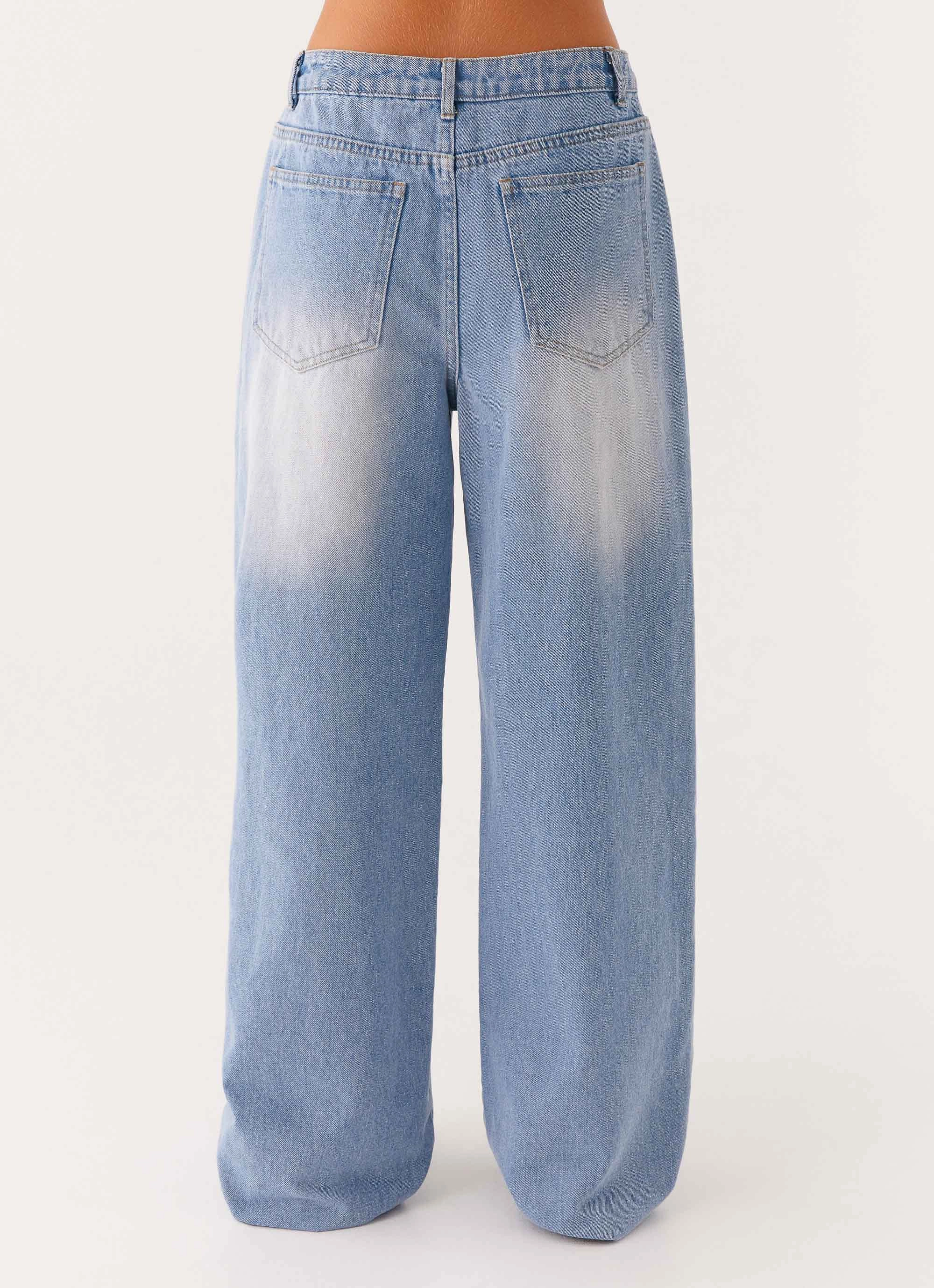 Back Again Straight Leg Denim Jeans - Light Wash Blue Lightweight Morning Stroll Durable