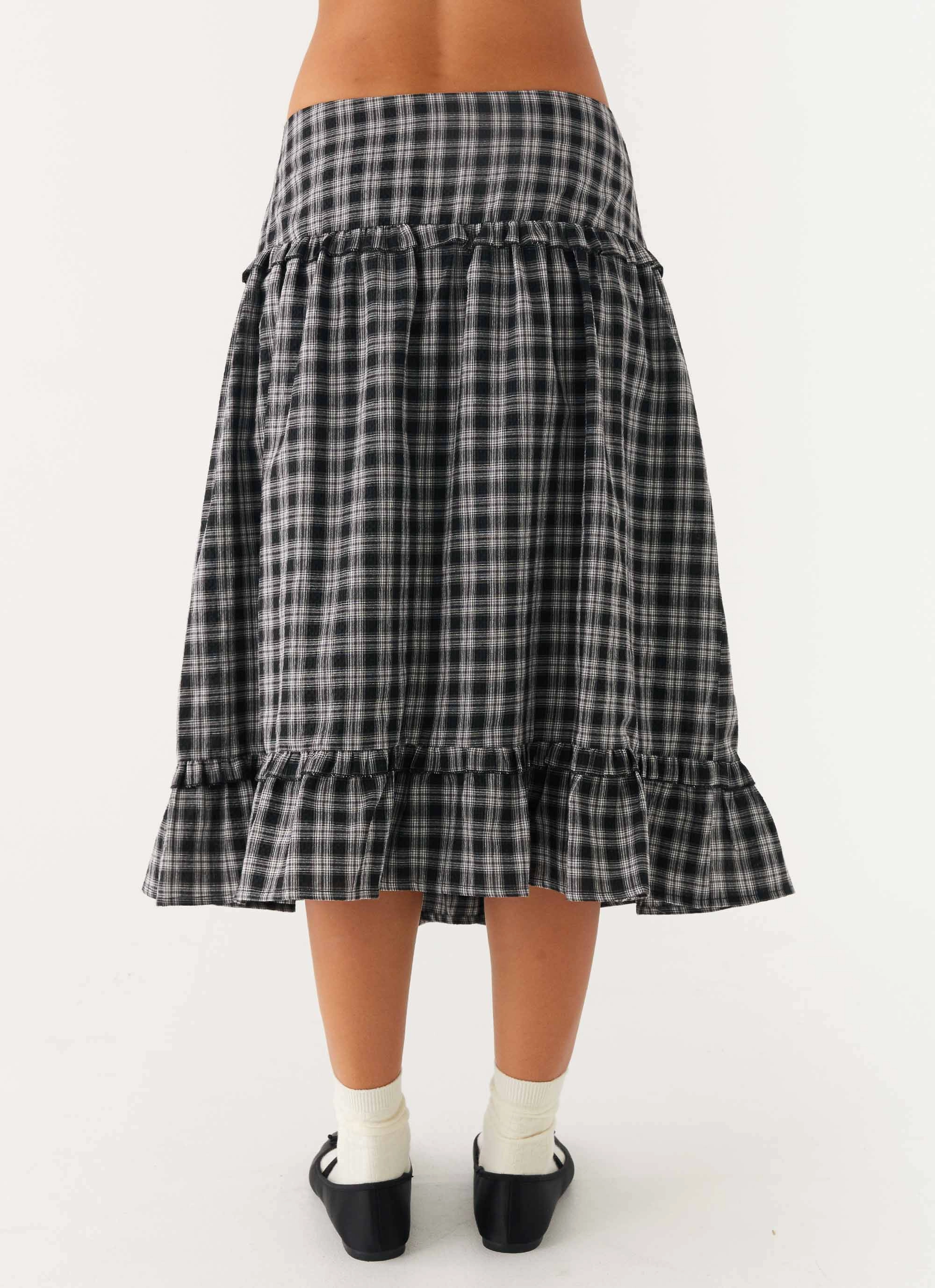 Odor control Effortless Feel Laura Midi Skirt - White Black Check
