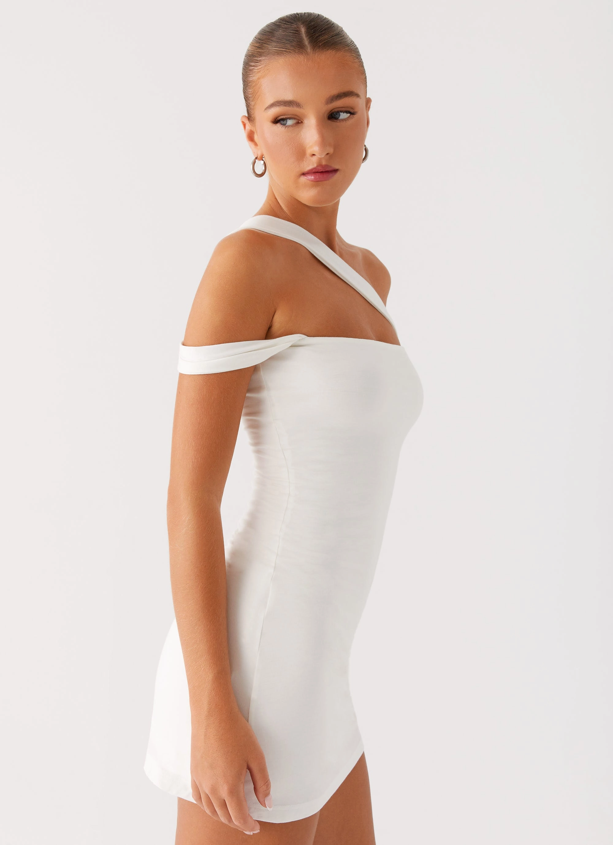 Minimal Look Lena Ruched Mini Dress - Ivory