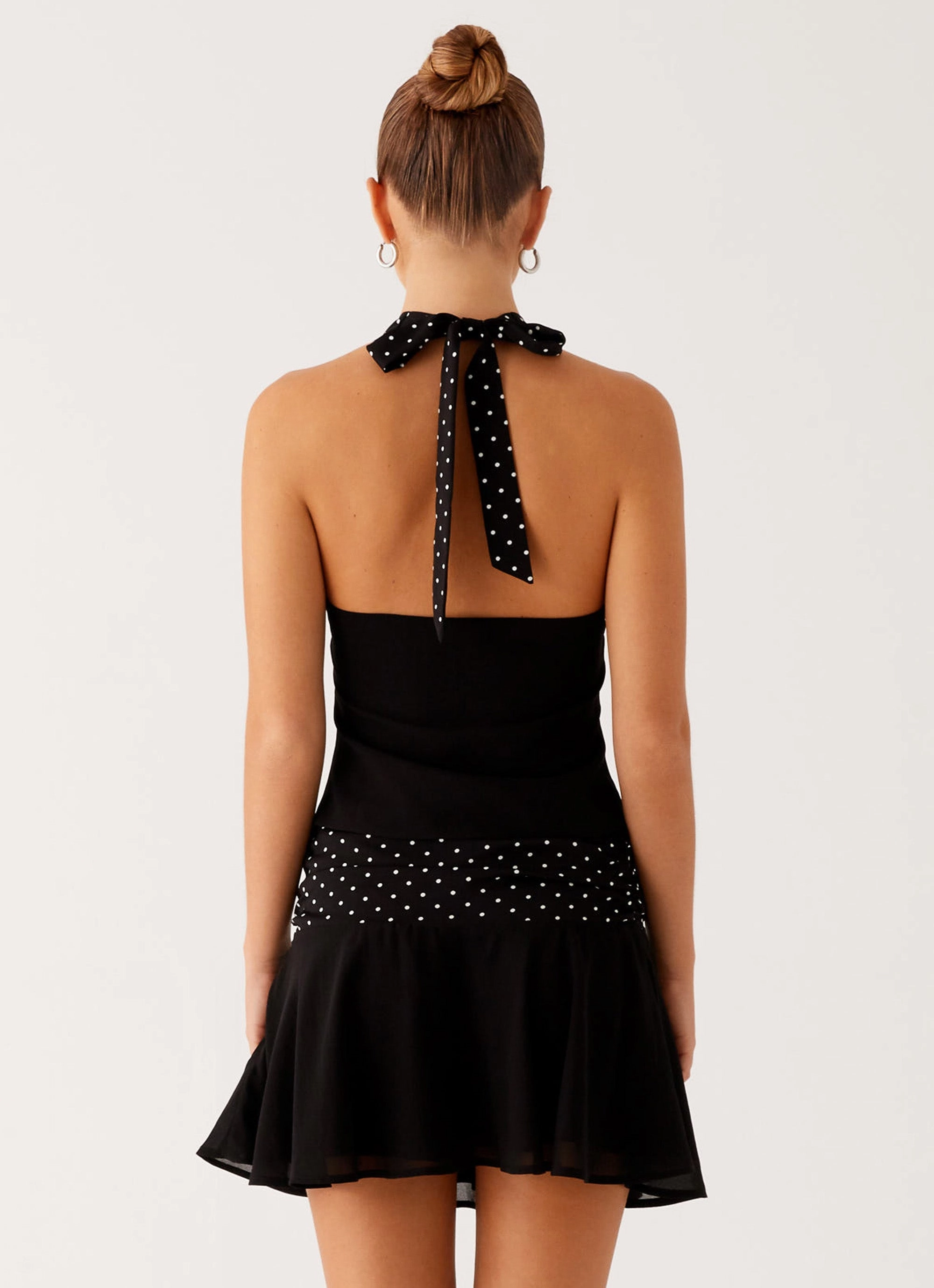 Colby Mini Skirt - Black Polka Dot Date night premium fabric