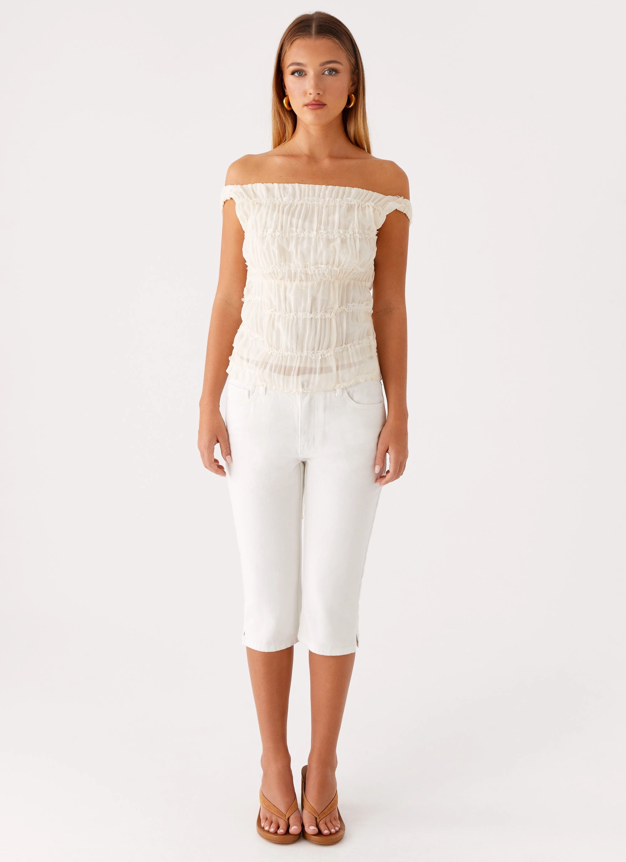 Nebula Top - Ivory DroppedShoulder