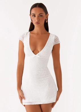 Nessa Mesh Mini Dress - White Laidback Feel