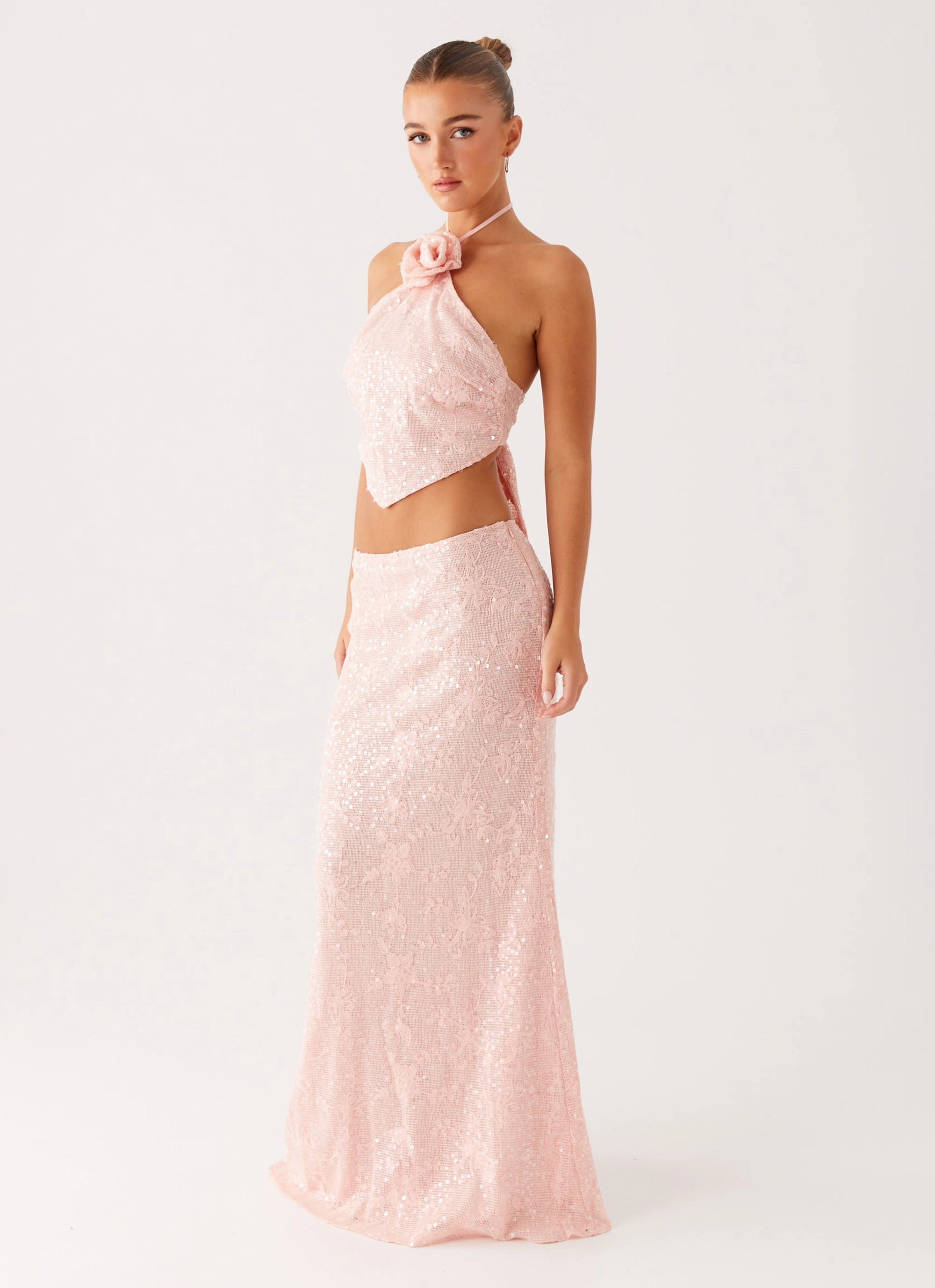Nico Sequin Maxi Skirt - Pink Tailored Cut
