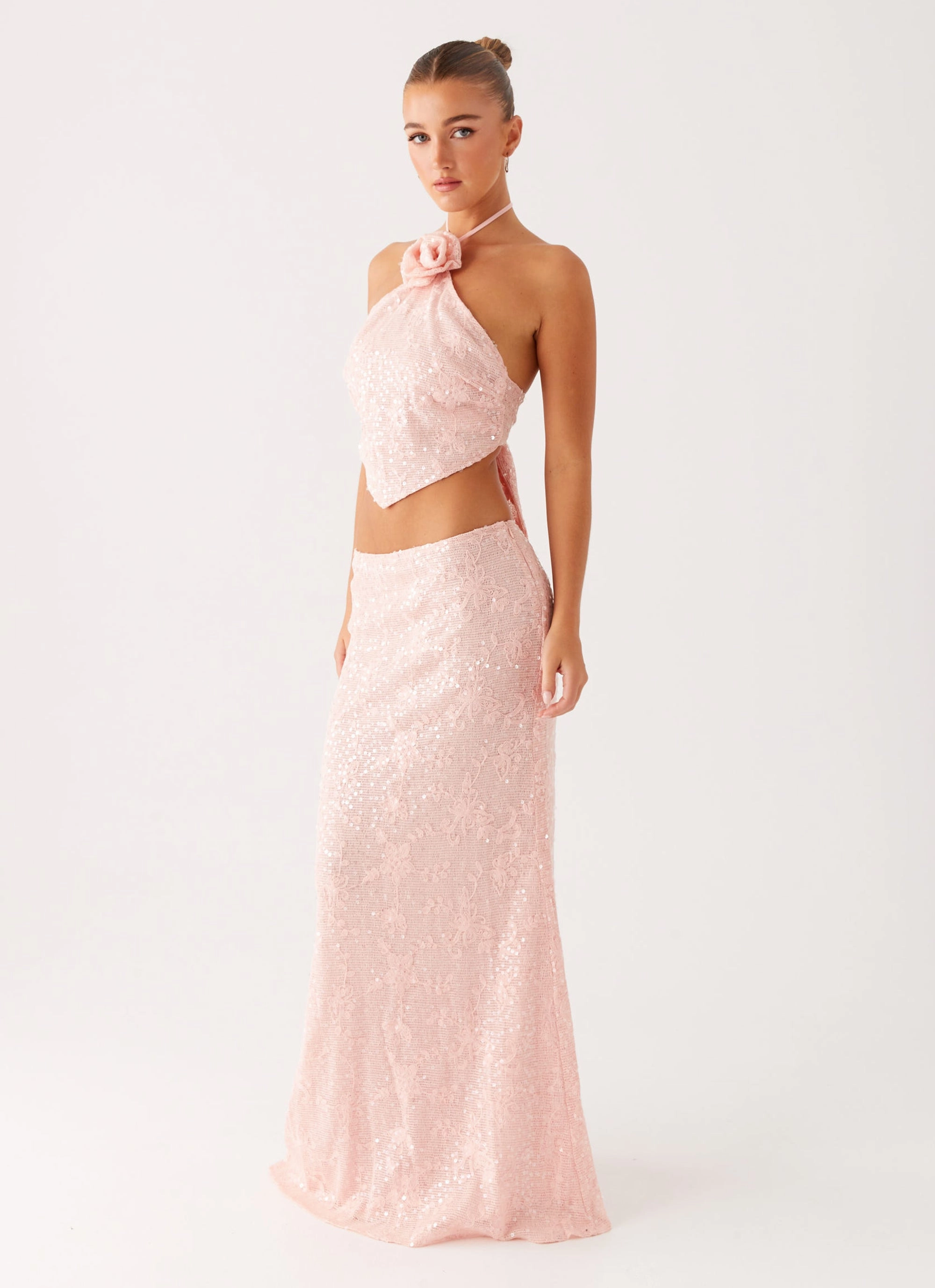 Effortless Wear Nico Sequin Maxi Skirt - Pink