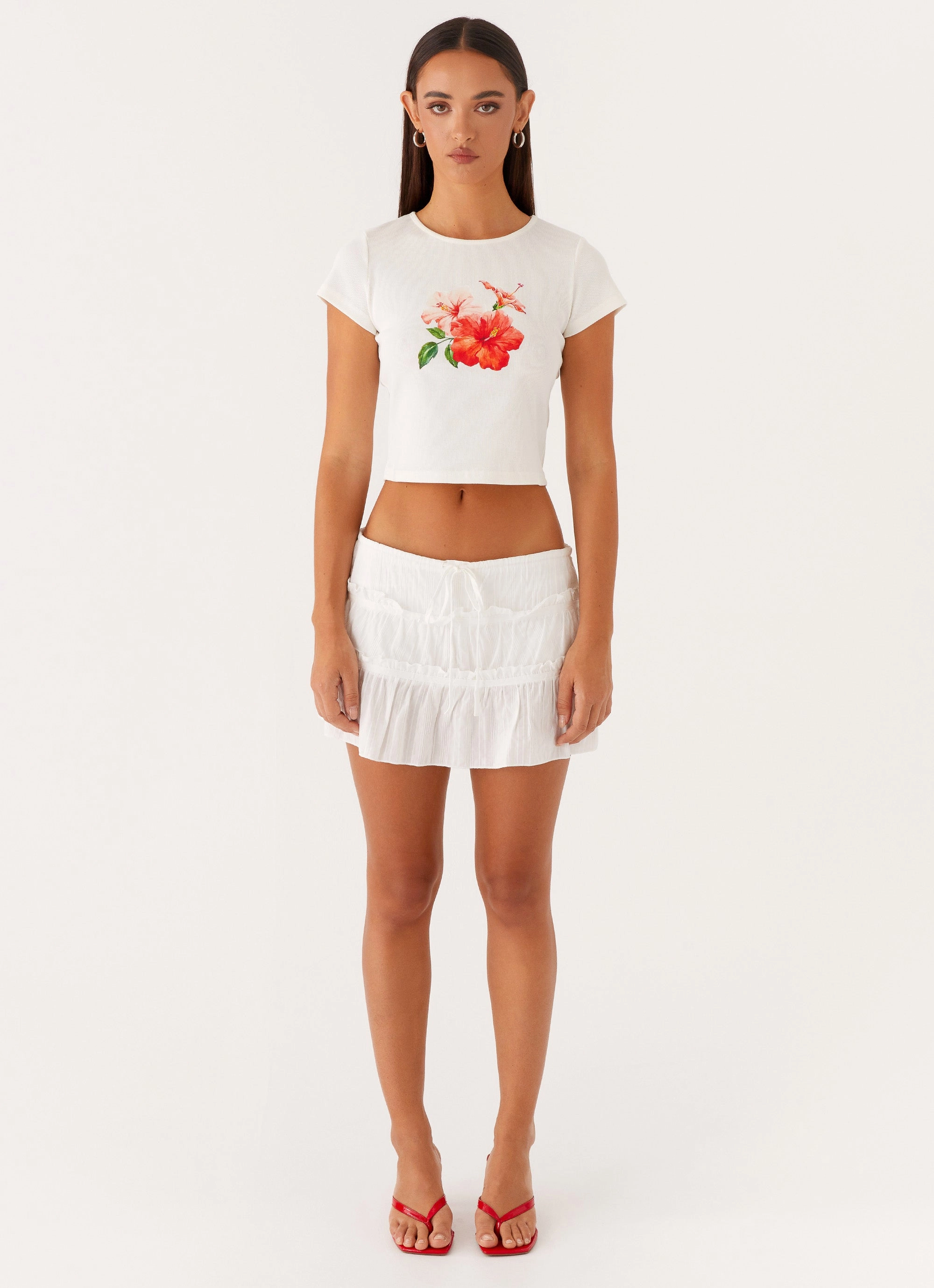 Layer Combo Nicolette Ruched Skort - White