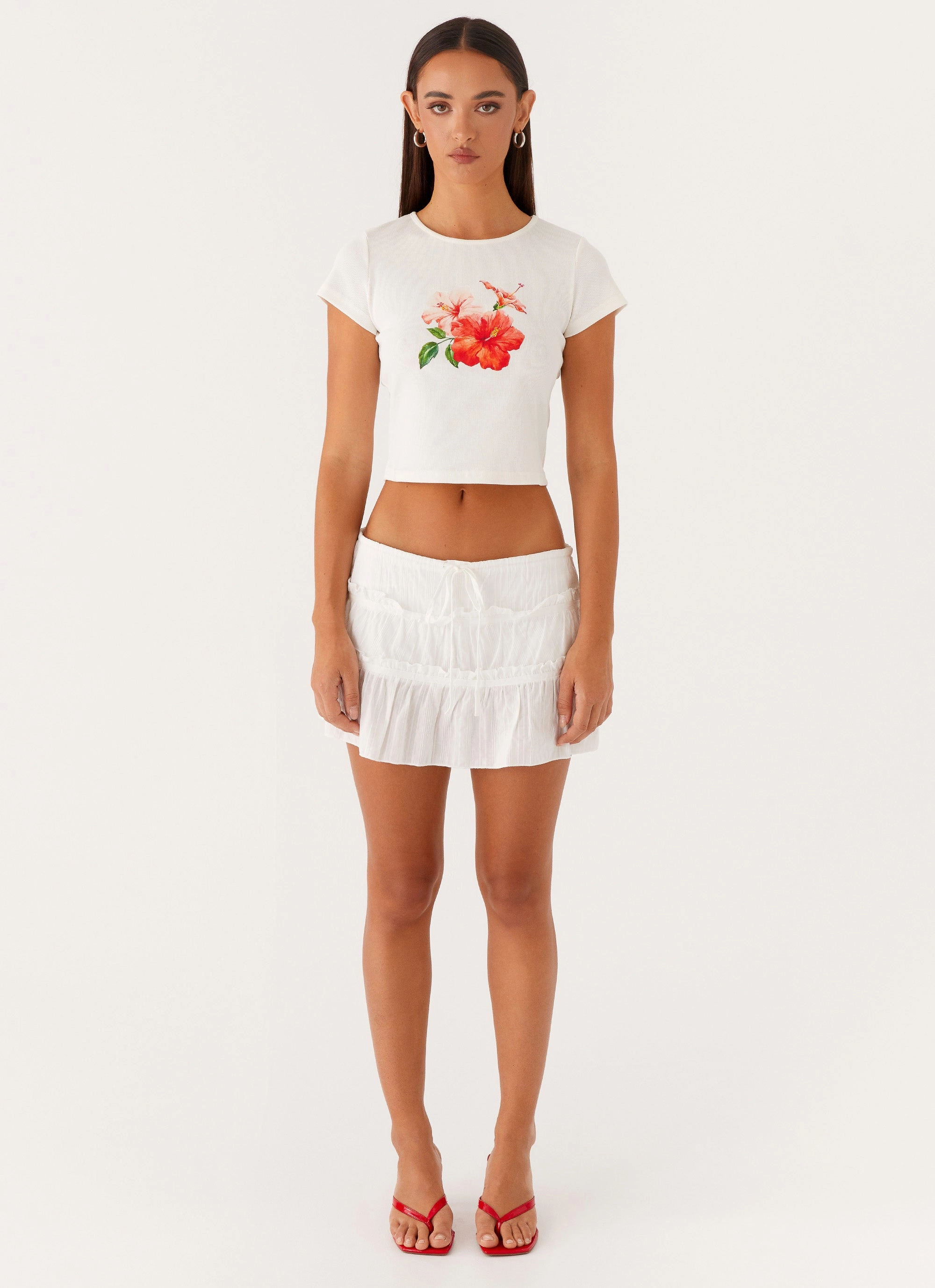 Nicolette Ruched Skort - White Easy Comfort