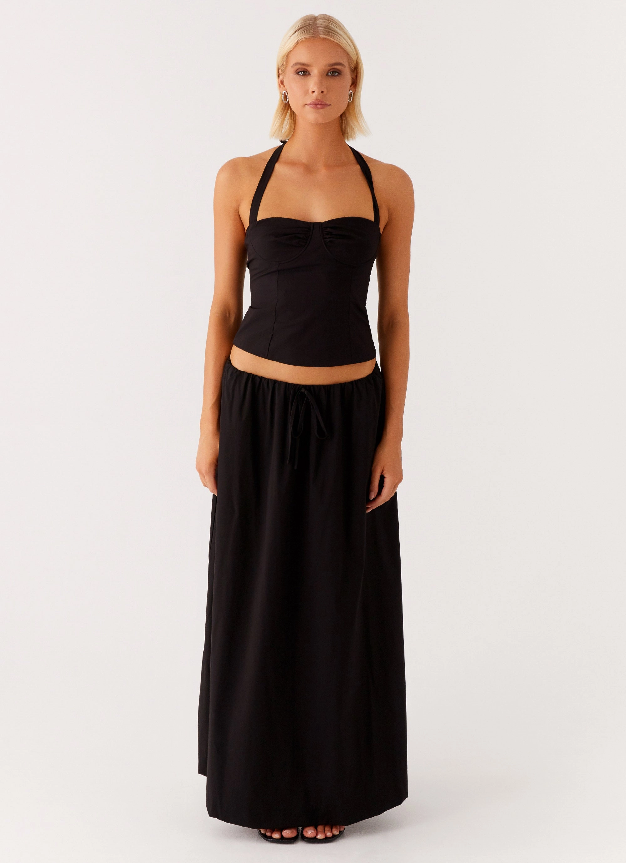 Style Moment Wrinkle Resistant Cheryl Maxi Skirt - Black